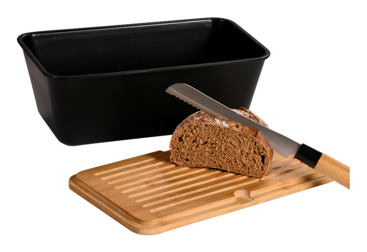 Kesper Brotbox mit Schneidebrett schwarz Bambus Brotbox_m.Schneidbrett - natur/schwarz - Kesper