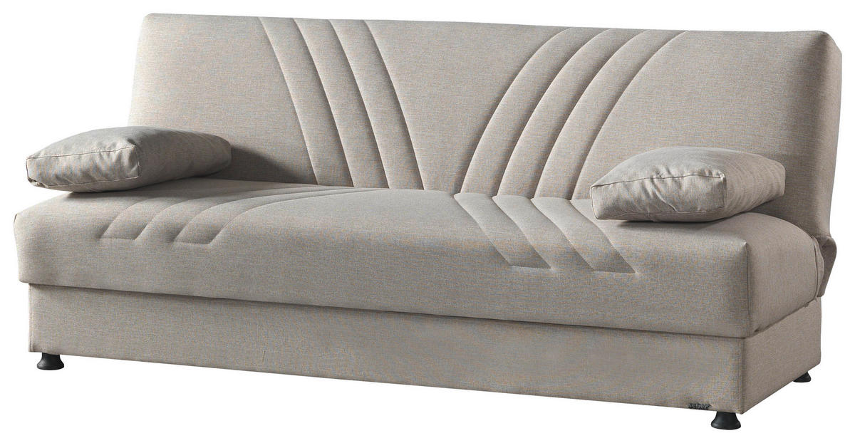 Schlafsofa Kemer beige Microfaser B/H/T: ca. 196x89x84 cm Kemer - beige/schwarz (196,00/89,00/84,00cm)