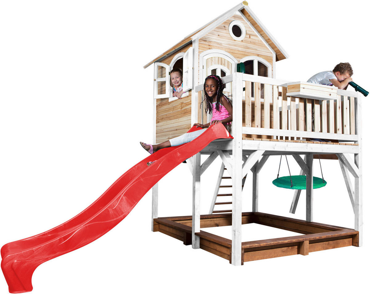 AXI Spielhaus Liam braun B/H/L: ca. 541x291x277 cm Liam - braun/weiß (277,00/541,00/291,00cm) - AXI