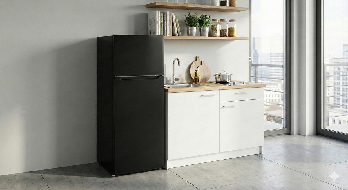 POCOline Kühl-/Gefrierkombination schwarz B/H/T: ca. 45x125x49 cm Kühl-/Gefrierkombi KGK 125-132 ES - schwarz (45,00/125,00/49,00cm) - POCOline