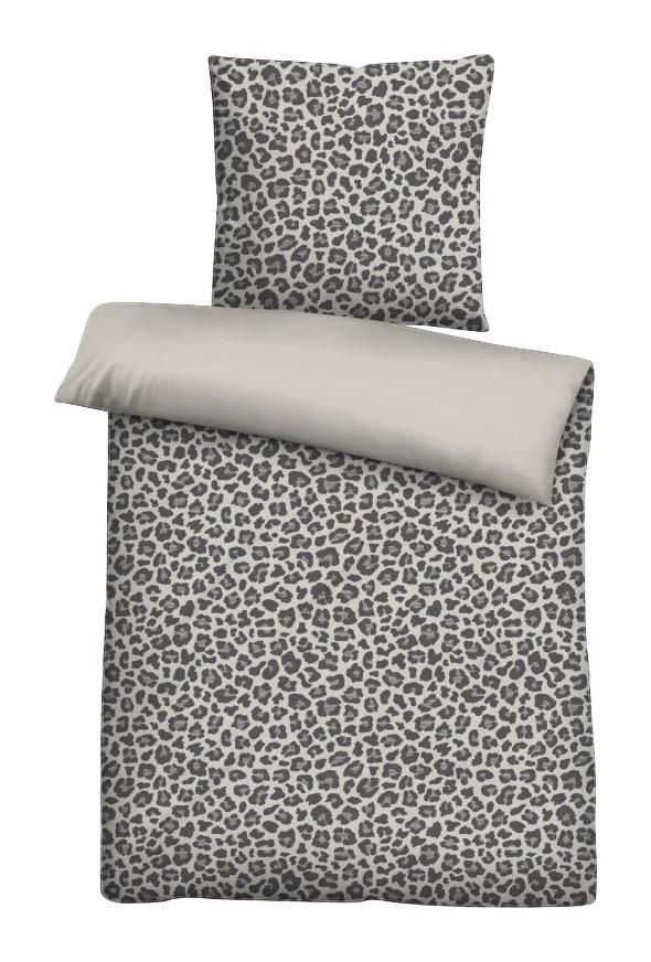 Baumwoll Bettwäsche Biber Bettwäsche_Biber Leo grau 135x200 - grau (135,00/200,00cm)