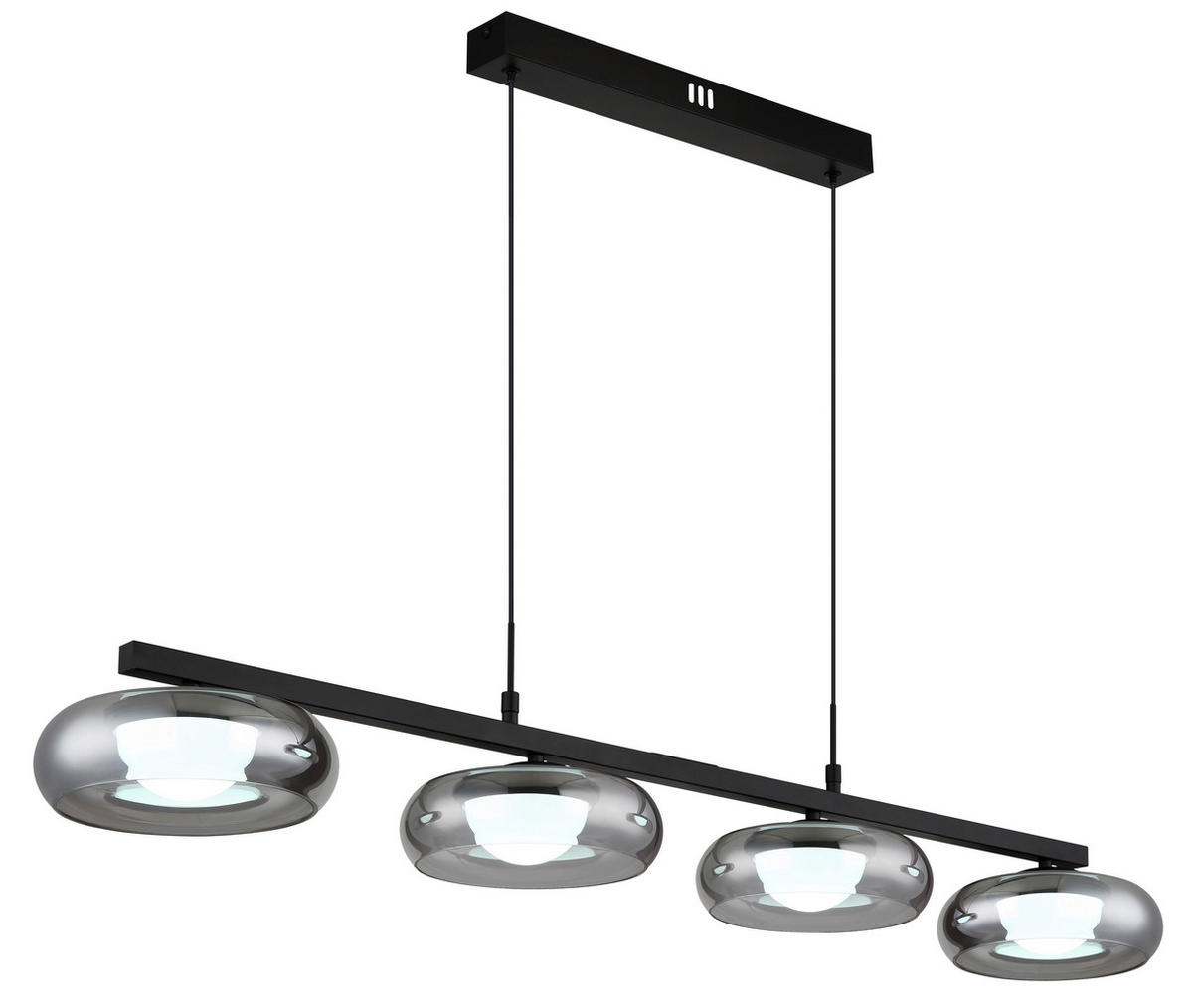 GLOBO Hängeleuchte Rauch schwarz Glas Metall B/H/L: ca. 26x17x124 cm Hängeleuchte-Carlene - schwarz/Rauch (124,00/26,00/17,00cm) - GLOBO