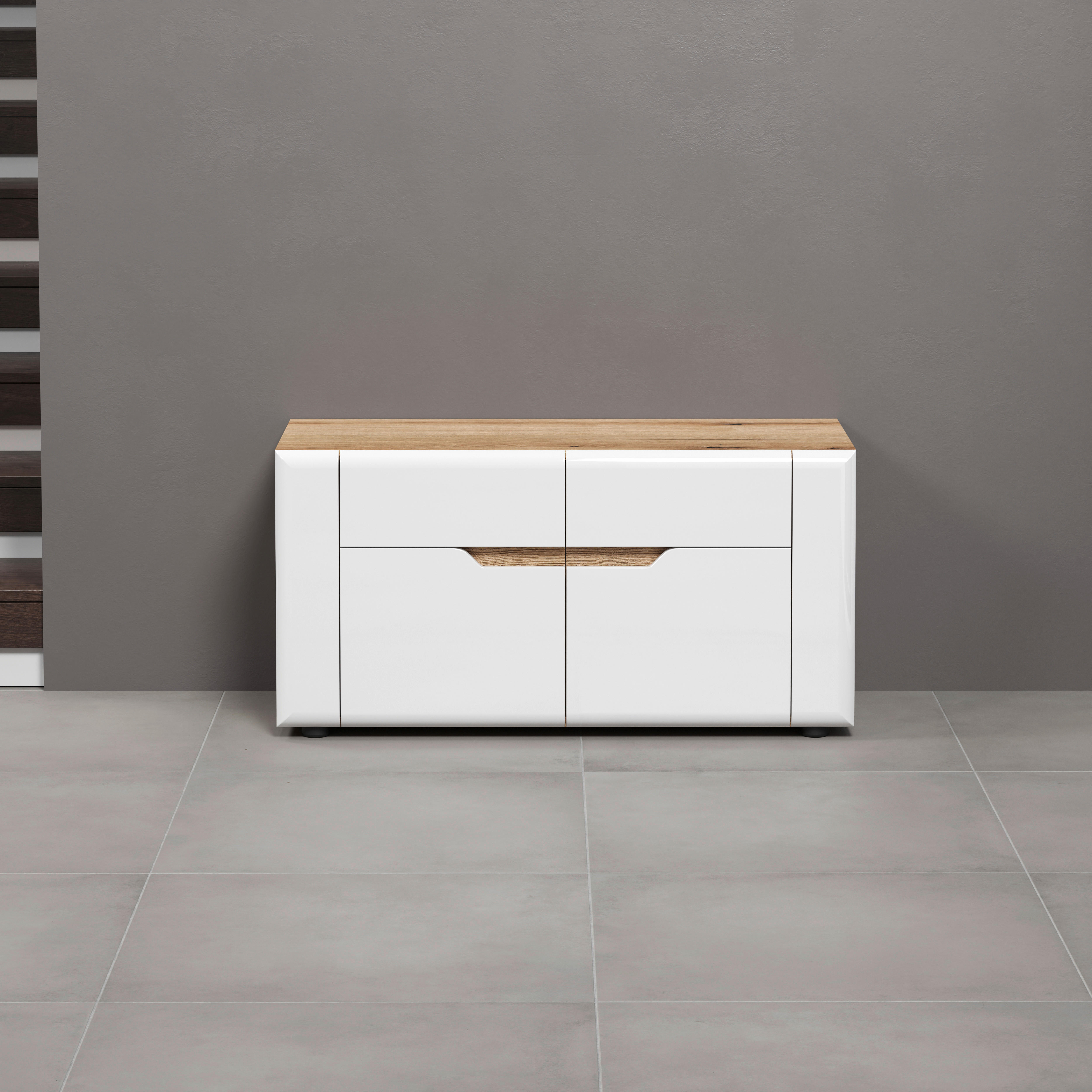 Sitzbank Marlon Eiche Evoke Coast Nachbildung weiß Hochglanz B/H/T: ca. 91x44x38 cm Marlon - Eiche/weiß (91,00/44,00/38,00cm)