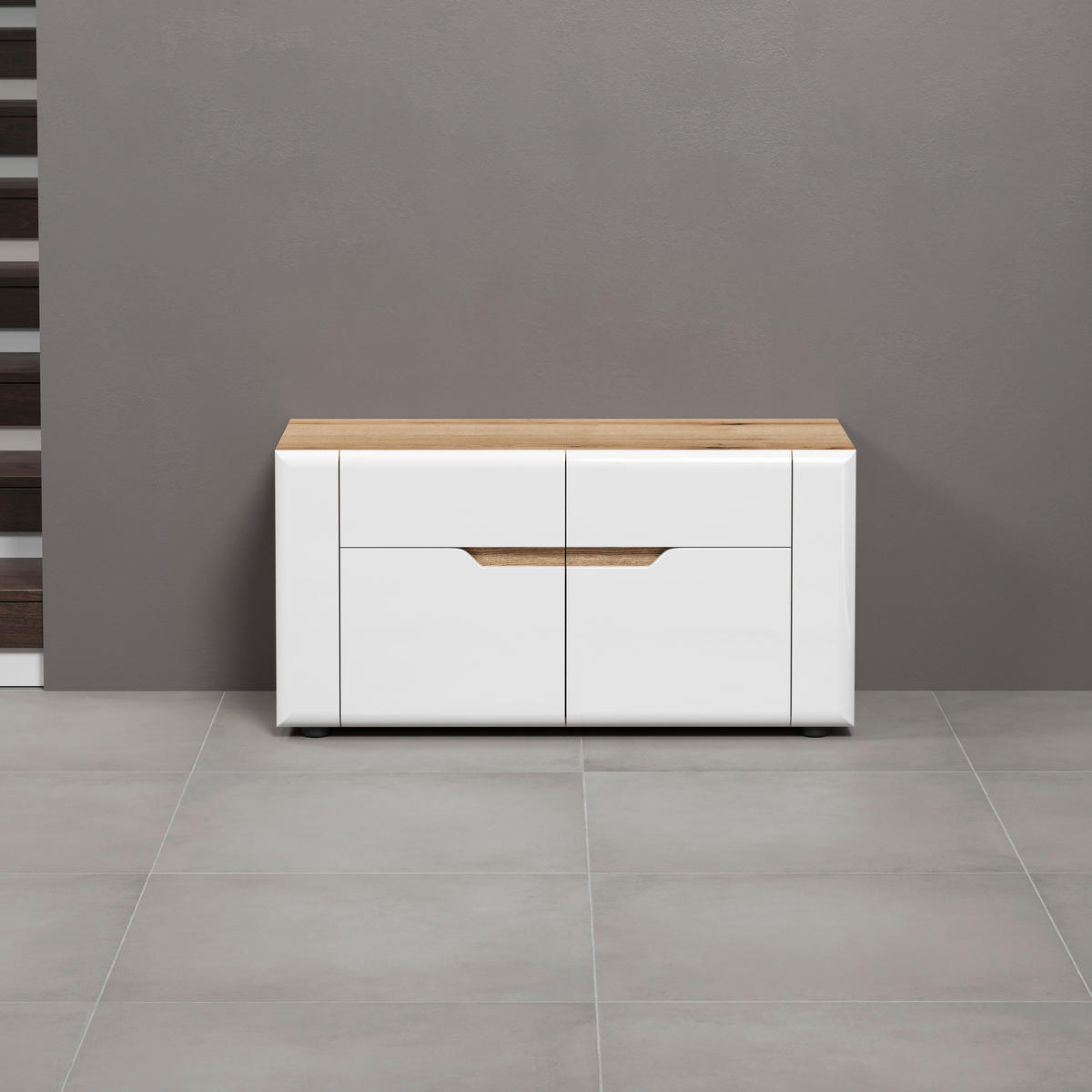 Sitzbank Marlon Eiche Evoke Coast Nachbildung weiß Hochglanz B/H/T: ca. 91x44x38 cm Marlon - Eiche/weiß (91,00/44,00/38,00cm)