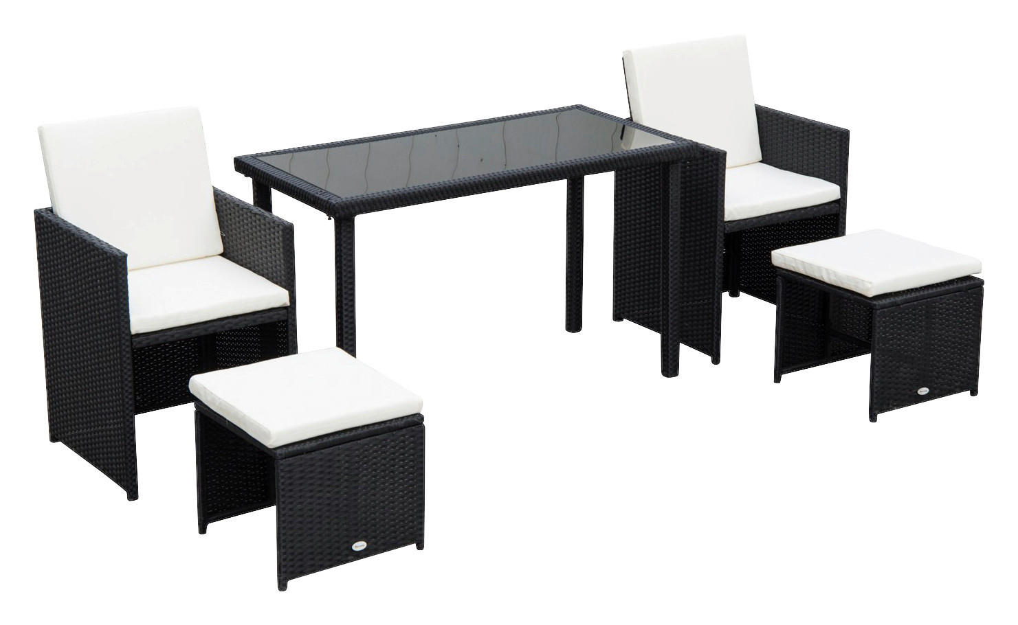 Outsunny Sitzgruppe schwarz Polyrattan -...