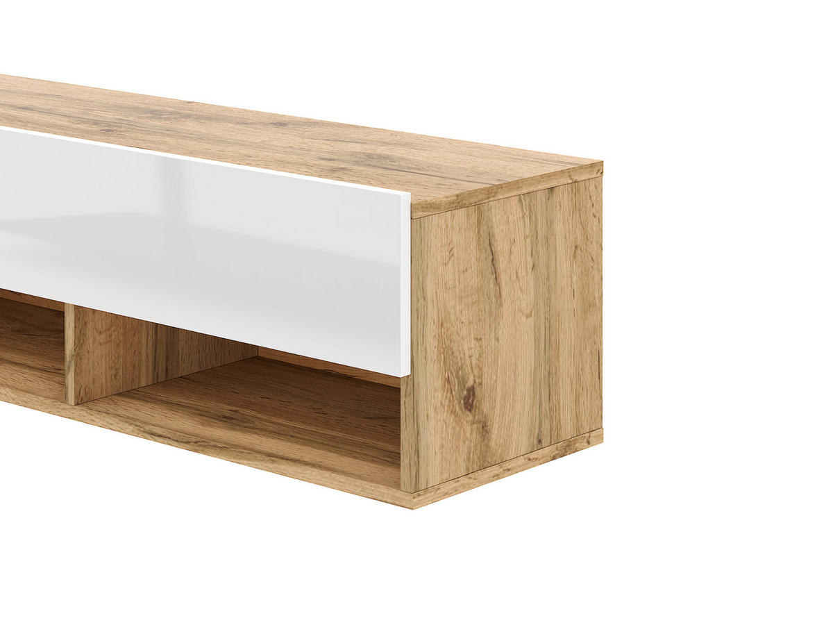 TV-Lowboard TV LOWBOARD DERBY 100 Eiche Wotan Nachbildung weiß glänzend B/H/T: ca. 100x32,5x31,5 cm TV LOWBOARD DERBY 100 - Eiche/weiß (100,00/32,50/31,50cm) - WIPMEB