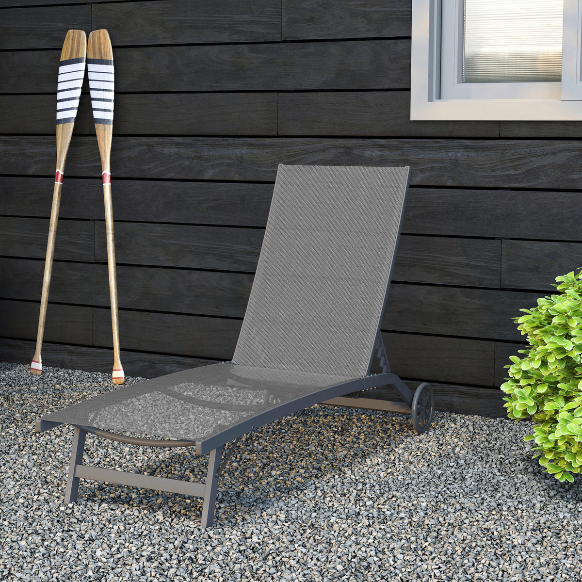 Outsunny Sonnenliege dunkelgrau Aluminium B/H/L: ca. 165x102x66 cm Sonnenliege - dunkelgrau (66,00/165,00/102,00cm) - Outsunny