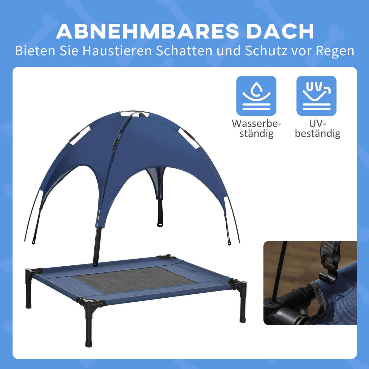 PawHut Hunde-Zubehör dunkelblau Edelstahl B/H/L: ca. 61x76x73 cm Hundebett - schwarz/dunkelblau (73,00/61,00/76,00cm) - PawHut