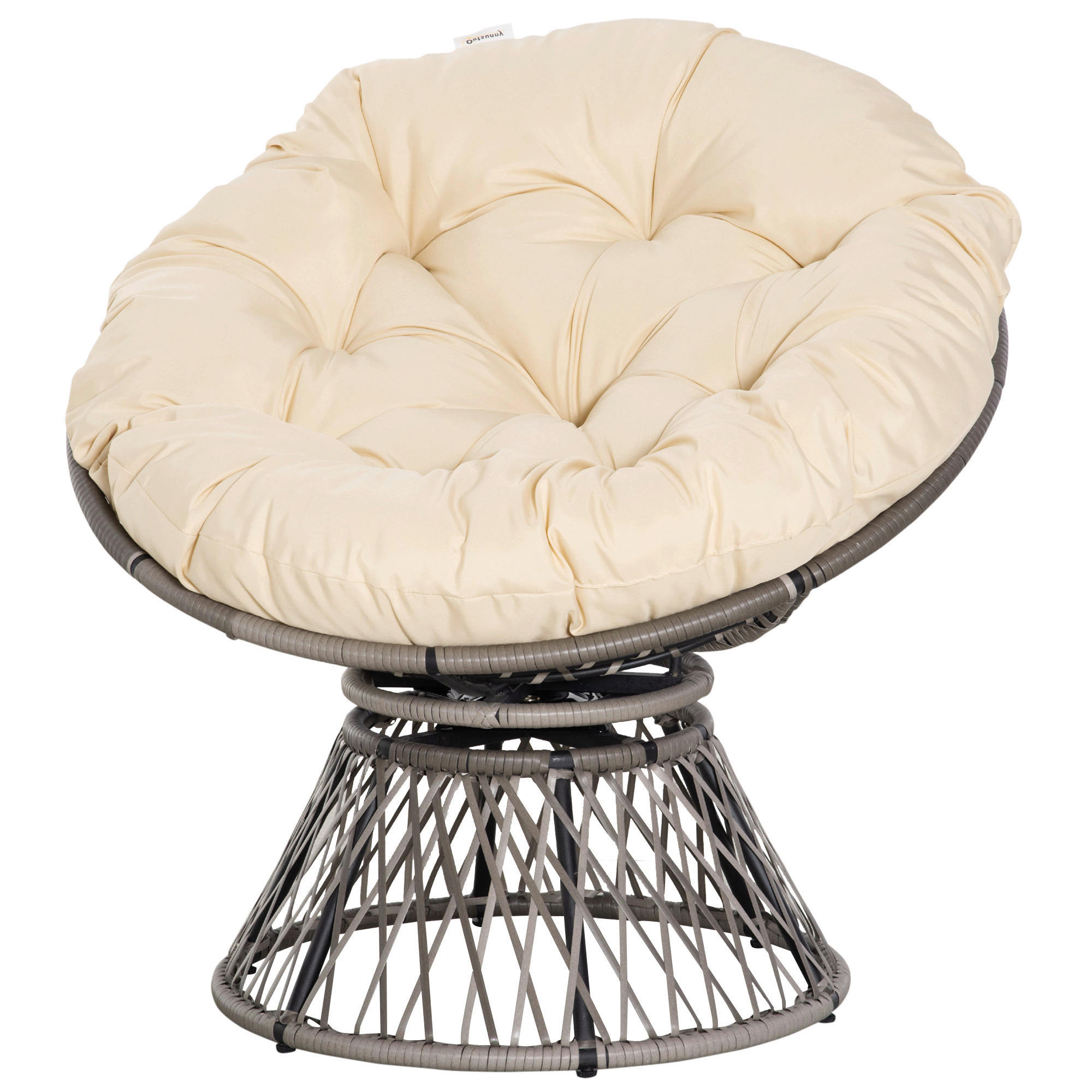 Outsunny Gartensessel beige Polyester B/H/L: ca. 97x87x90 cm Papasansessel - beige (90,00/97,00/87,00cm) - Outsunny