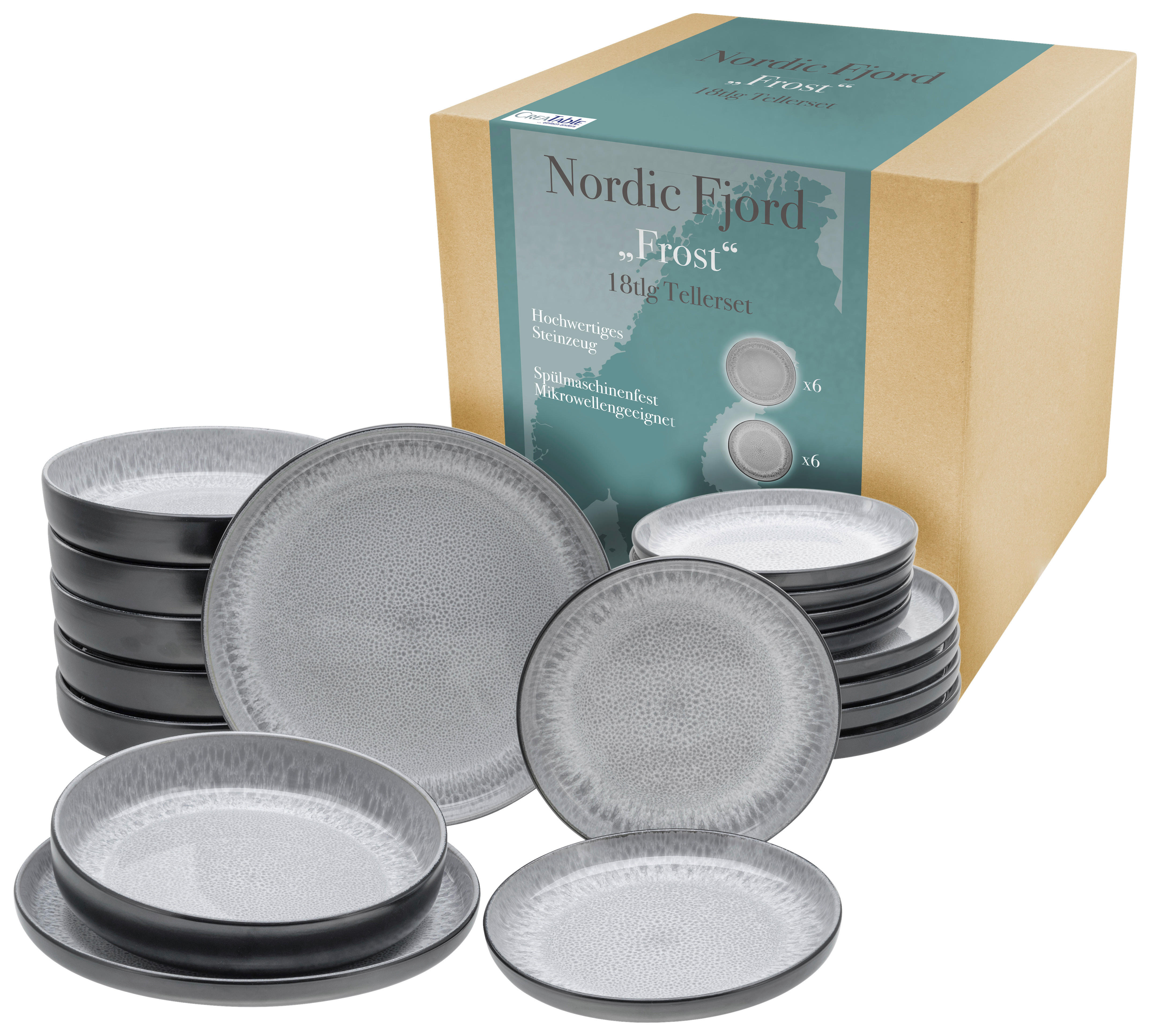 CreaTable Tafelservice Nordic Fjord Frost Nordic Fjord Frost - grau - CreaTable