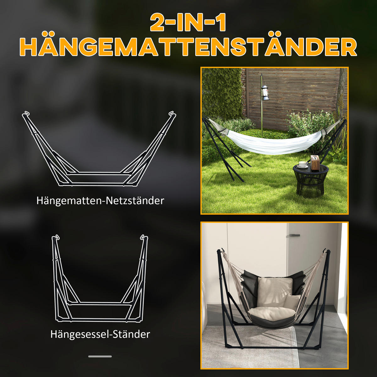 Outsunny Hängemattengestell weiß Nylon B/H/L: ca. 89x263x100 cm Hängemattengestell - weiß (100,00/89,00/263,00cm) - Outsunny