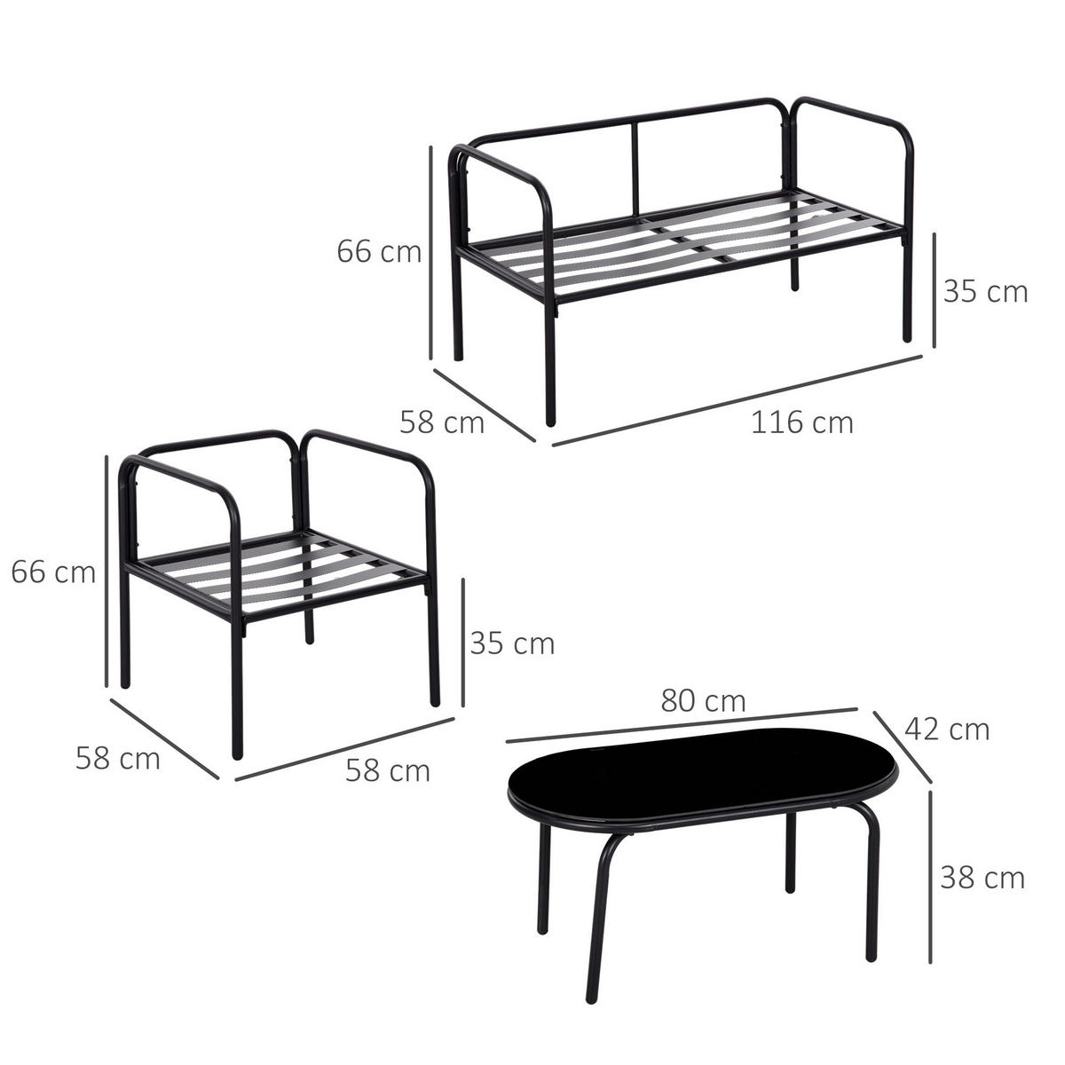 Outsunny Sitzgruppe khaki Polyester B/H/L: ca. 58x116x66 cm Gartenmöbel-Set - khaki (66,00/58,00/116,00cm) - Outsunny