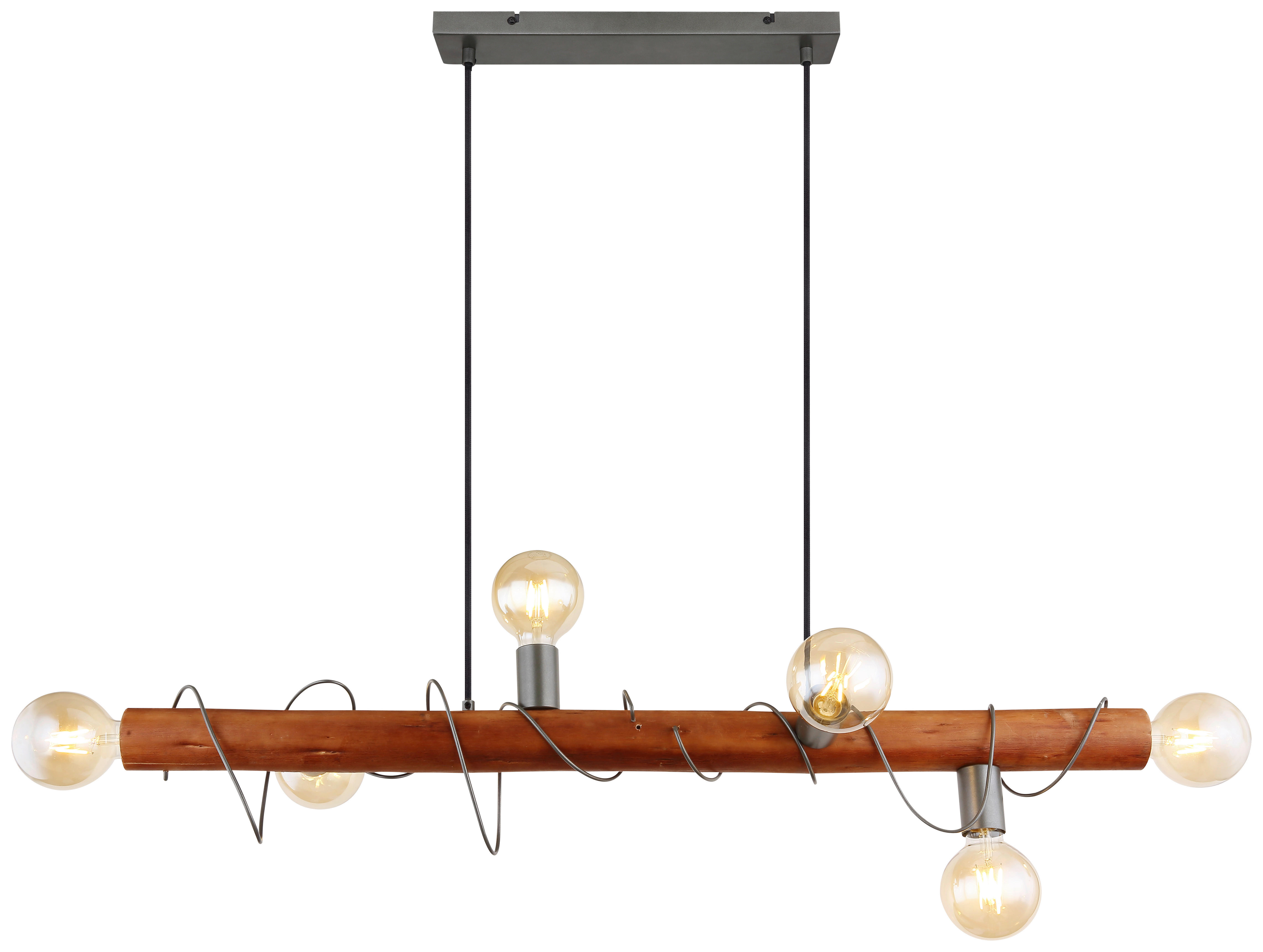 GLOBO Pendelleuchte grau braun Metall Holz B/H/T: ca. 20x120x100 cm 6.0 Bre günstig online kaufen