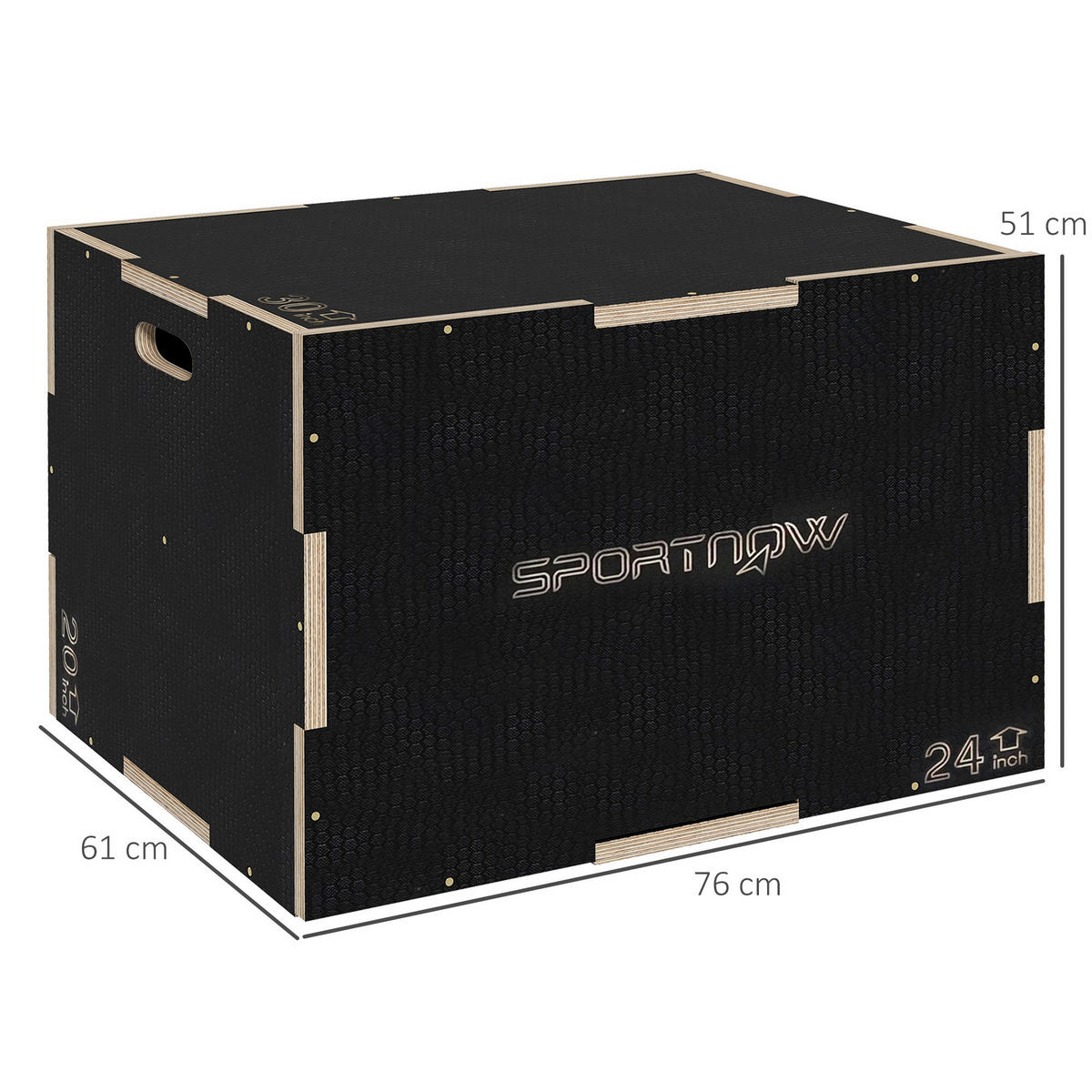 SPORTNOW Sprungbox schwarz Buche B/H/L: ca. 61x51x76 cm Sprungbox - schwarz (76,00/61,00/51,00cm) - SPORTNOW