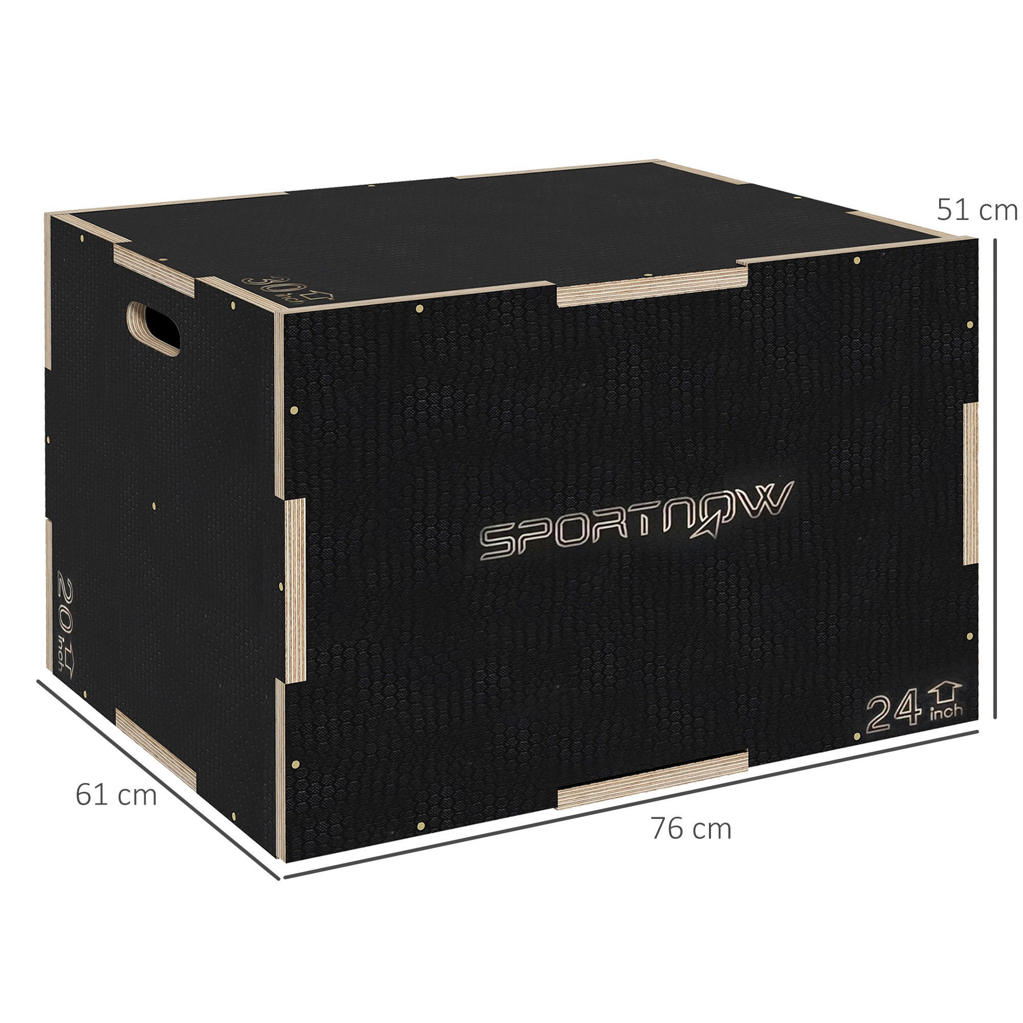 Thumbnail - SPORTNOW Sprungbox schwarz Buche B/H/L: ca. 61x51x76 cm