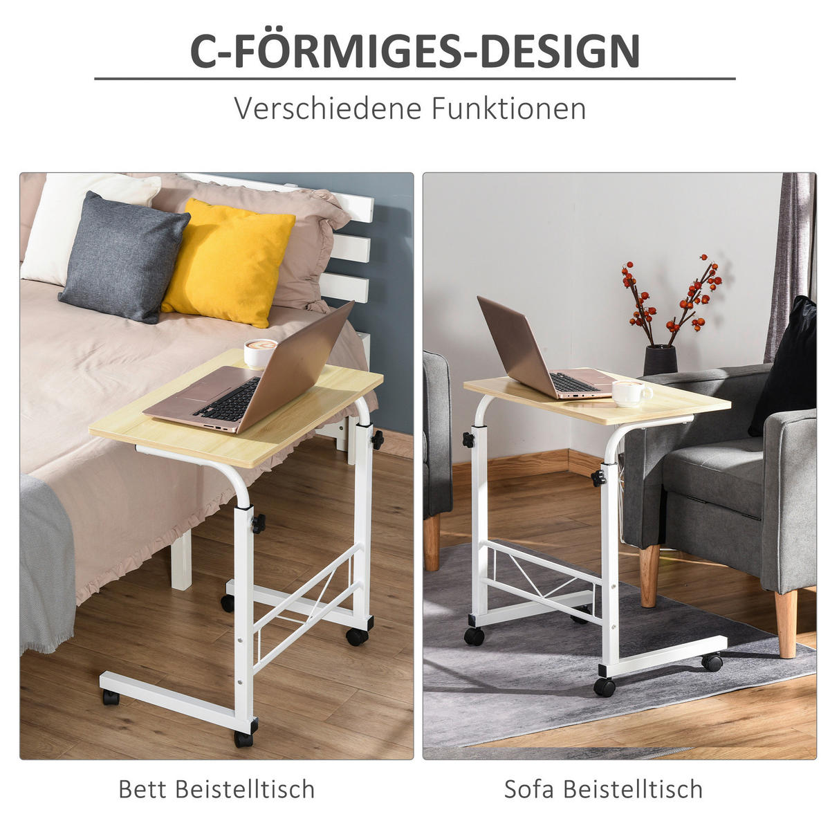 Beistelltisch 836-057 weiß ahorn B/H/T: ca. 60x78x40 cm 836-057 - weiß/ahorn (60,00/78,00/40,00cm) - HOMCOM