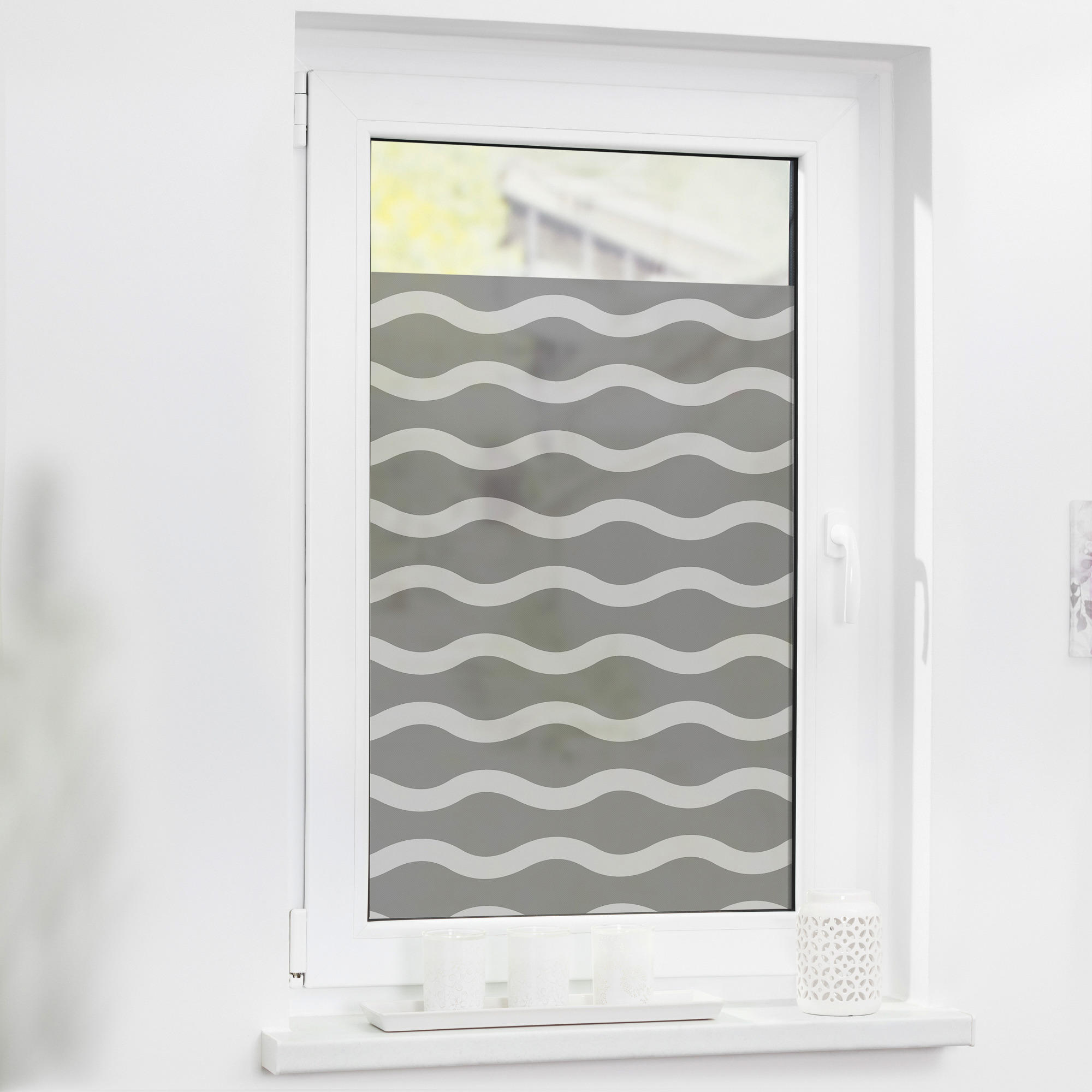 Lichtblick Fensterfolie Wellen Grau B/l: Ca. 50x100 Cm Fensterfolie_welle - weiß/grau (50,00/100,00cm)