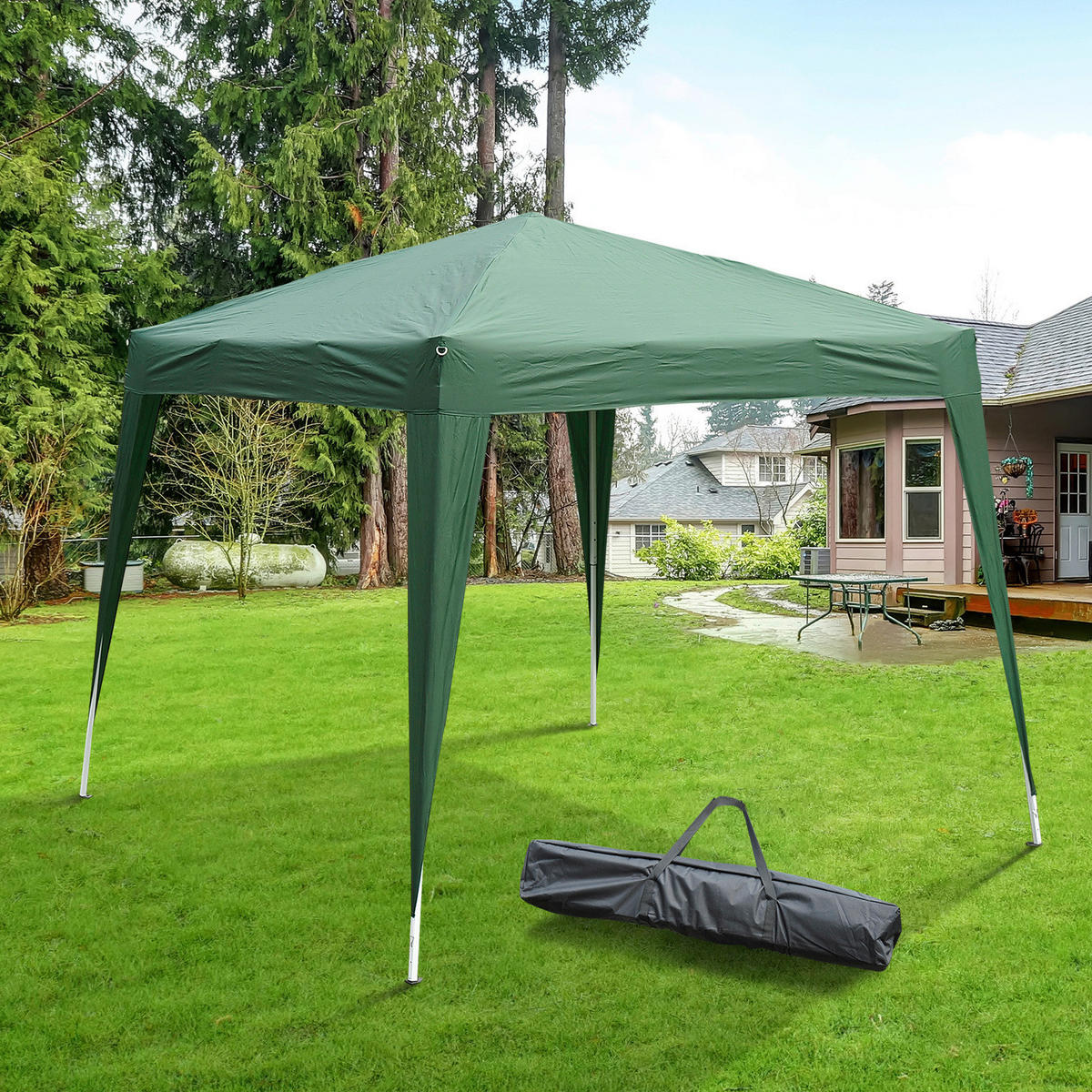 Outsunny Pavillon grün Stahl B/H/L: ca. 240x250x240 cm Pavillon - grün (240,00/240,00/250,00cm) - Outsunny