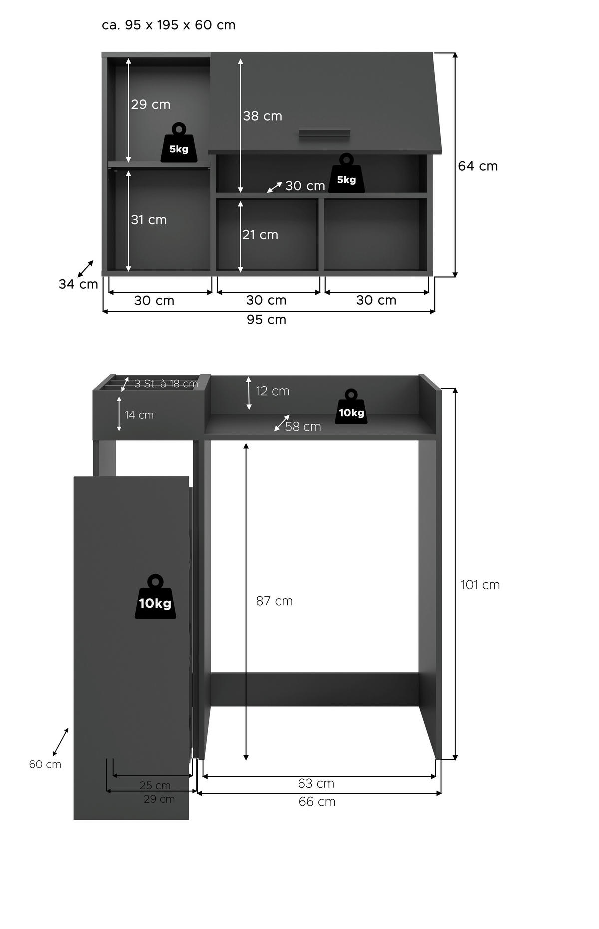 Waschmaschinenumbauschrank Free anthrazit B/H/T: ca. 95x195x60 cm Free - anthrazit (95,00/195,00/60,00cm) - xonox.home