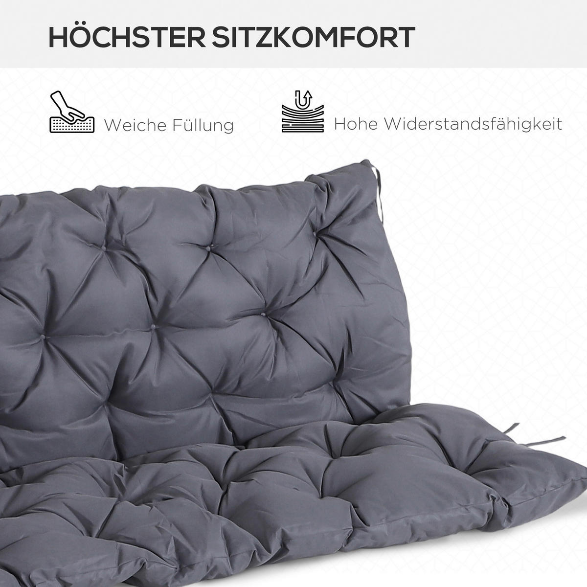 Outsunny Bankauflage dunkelgrau Baumwolle B/H/L: ca. 150x8x98 cm Bankauflage - dunkelgrau (98,00/150,00/8,00cm) - Outsunny