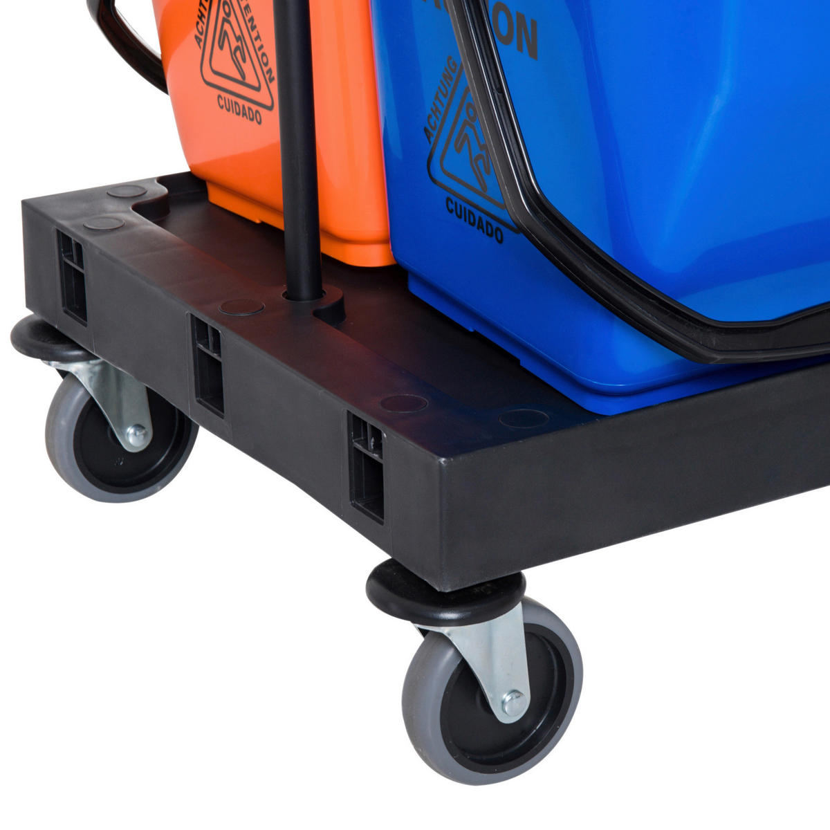 HOMCOM Putzwagen schwarz Metall B/H/L: ca. 63x103x111 cm Putzwagen - blau/orange (111,00/63,00/103,00cm) - HOMCOM