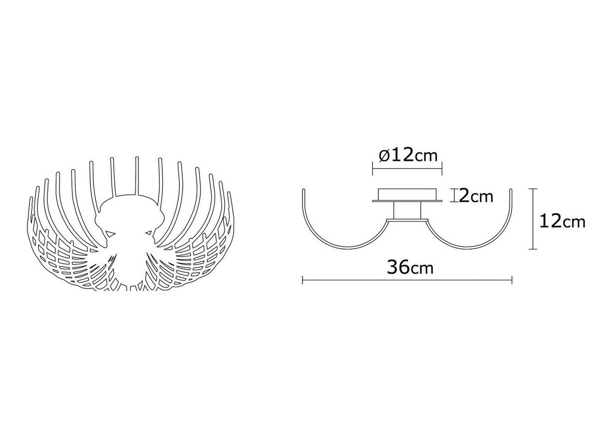 Opviq Deckenleuchte schwarz Metall B/H/T/L/D: ca. 36x12x36x36x36 cm E27 1 Brennstellen Aspendos - schwarz (36,00/36,00/12,00cm) - Opviq