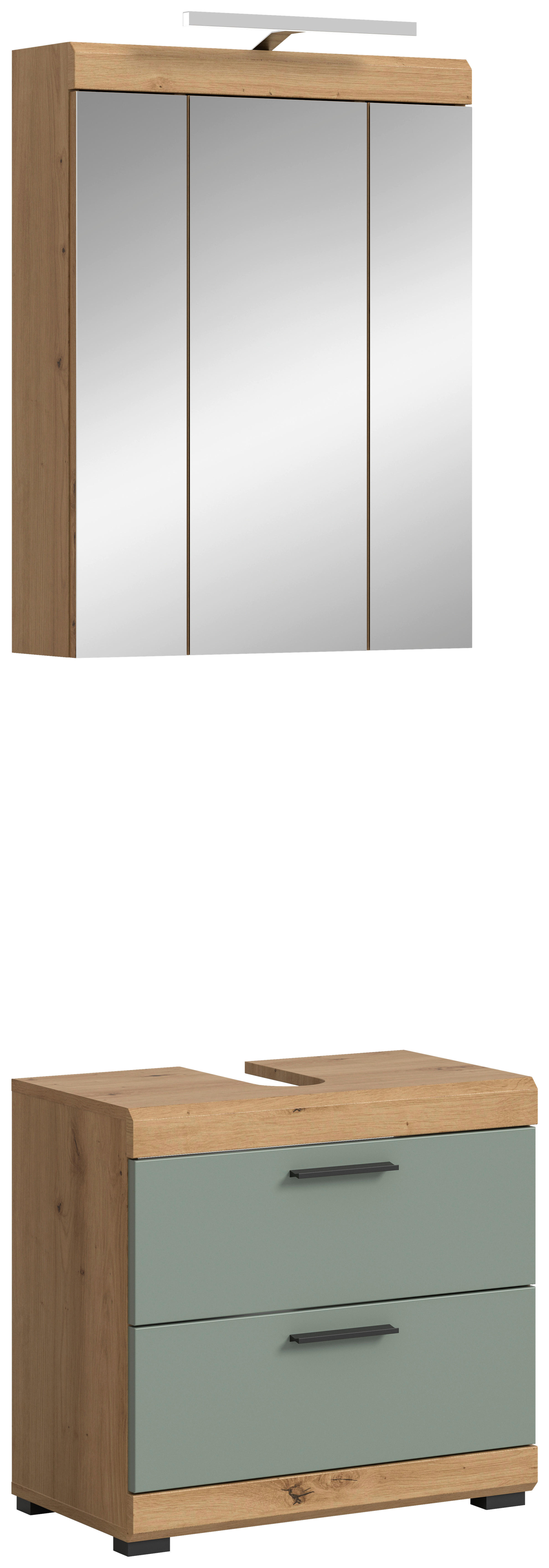 Badezimmer-Set Scout Eiche Artisan Nachbildung salbei Nachbildung B/H/T: ca. 60x191x37 cm Scout - Eiche/salbei (60,00/191,00/37,00cm) - xonox.home