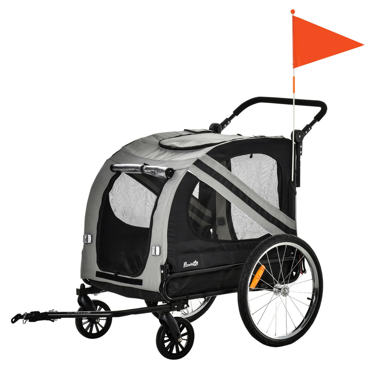 PawHut Hunde-Zubehör grau Edelstahl B/H/L: ca. 72,5x140x108 cm Hundwagen - grau (108,00/72,50/140,00cm) - PawHut