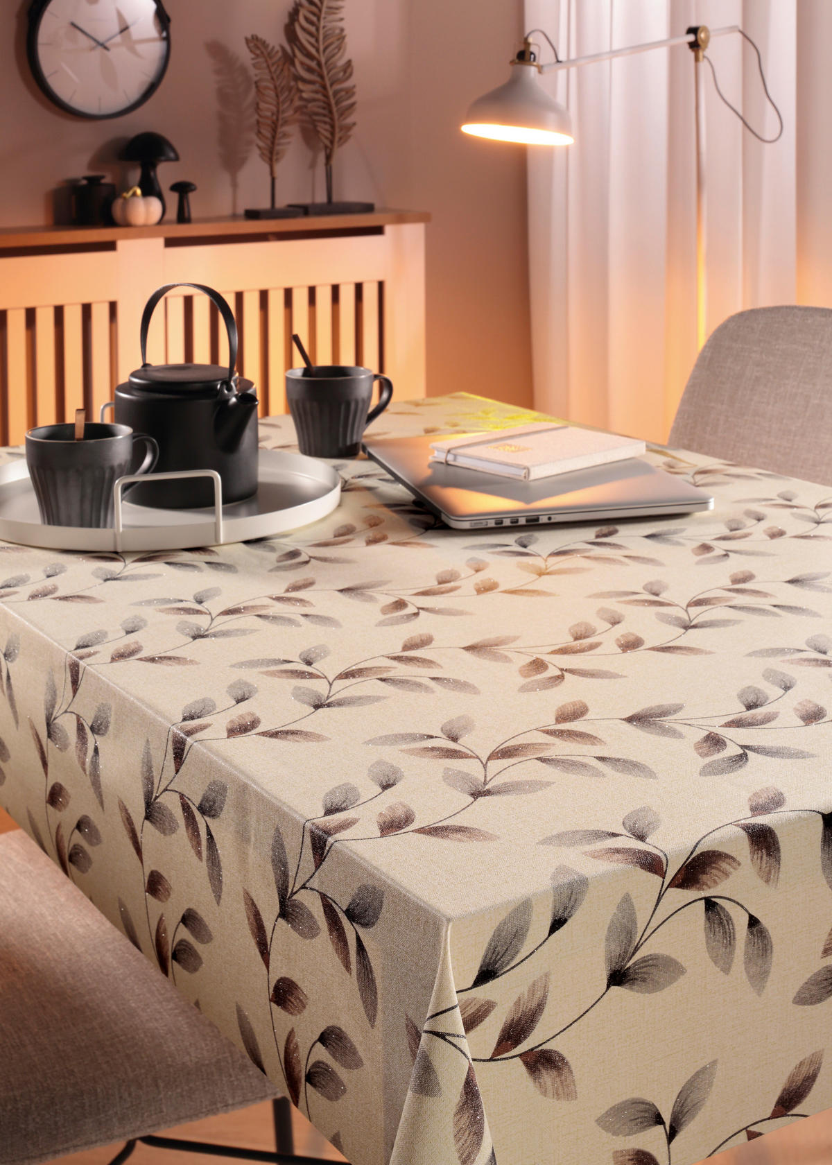 Milano Abwaschbarer Tischbelag Glitzer beige B: ca. 140 cm Glitzer - beige (140,00cm) - Milano