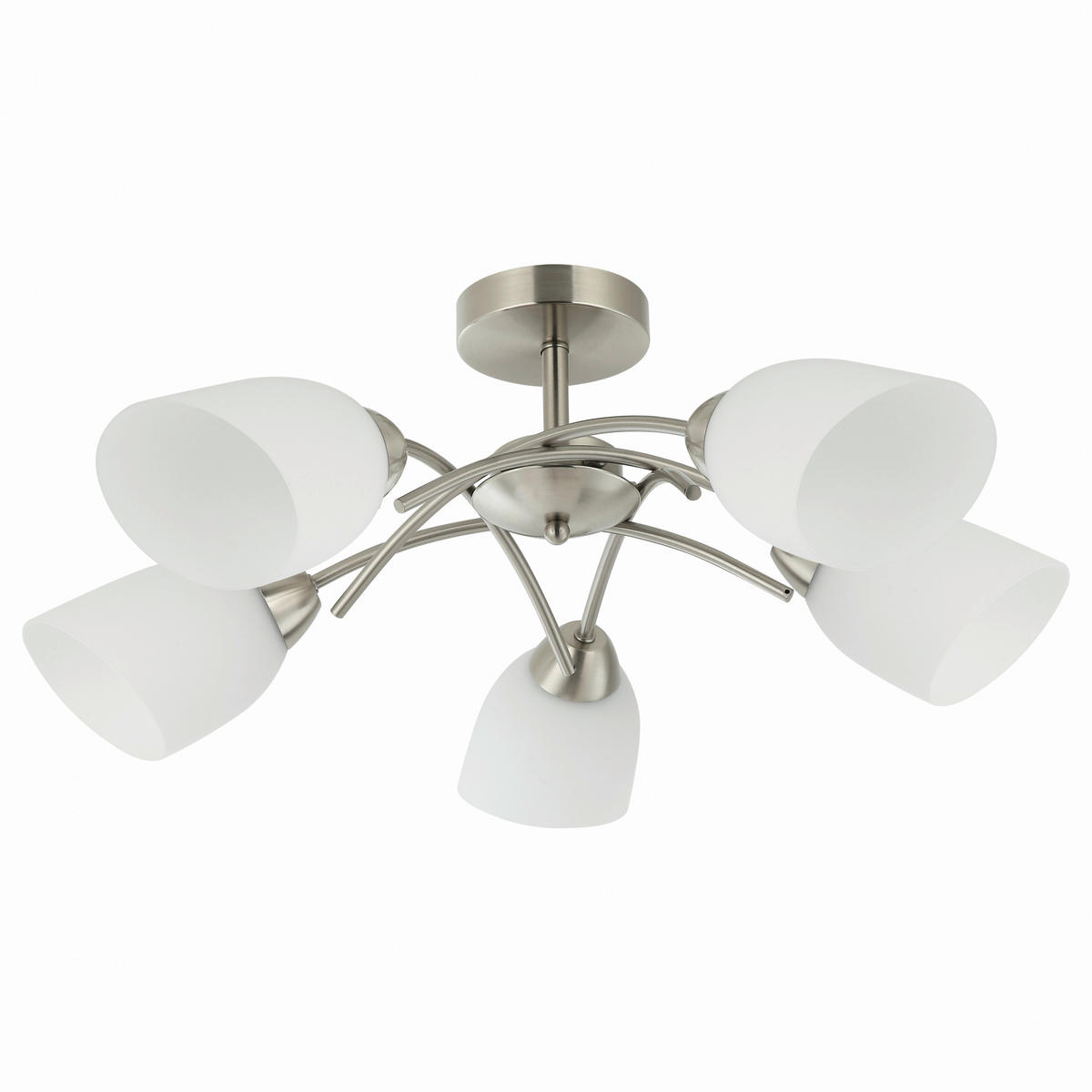 Lamkur Deckenleuchte DONNA 45504 nickel Glas Metall H/L: ca. 26x45 cm E27 5 Brennstellen Donna - nickel (45,00cm) - Lamkur