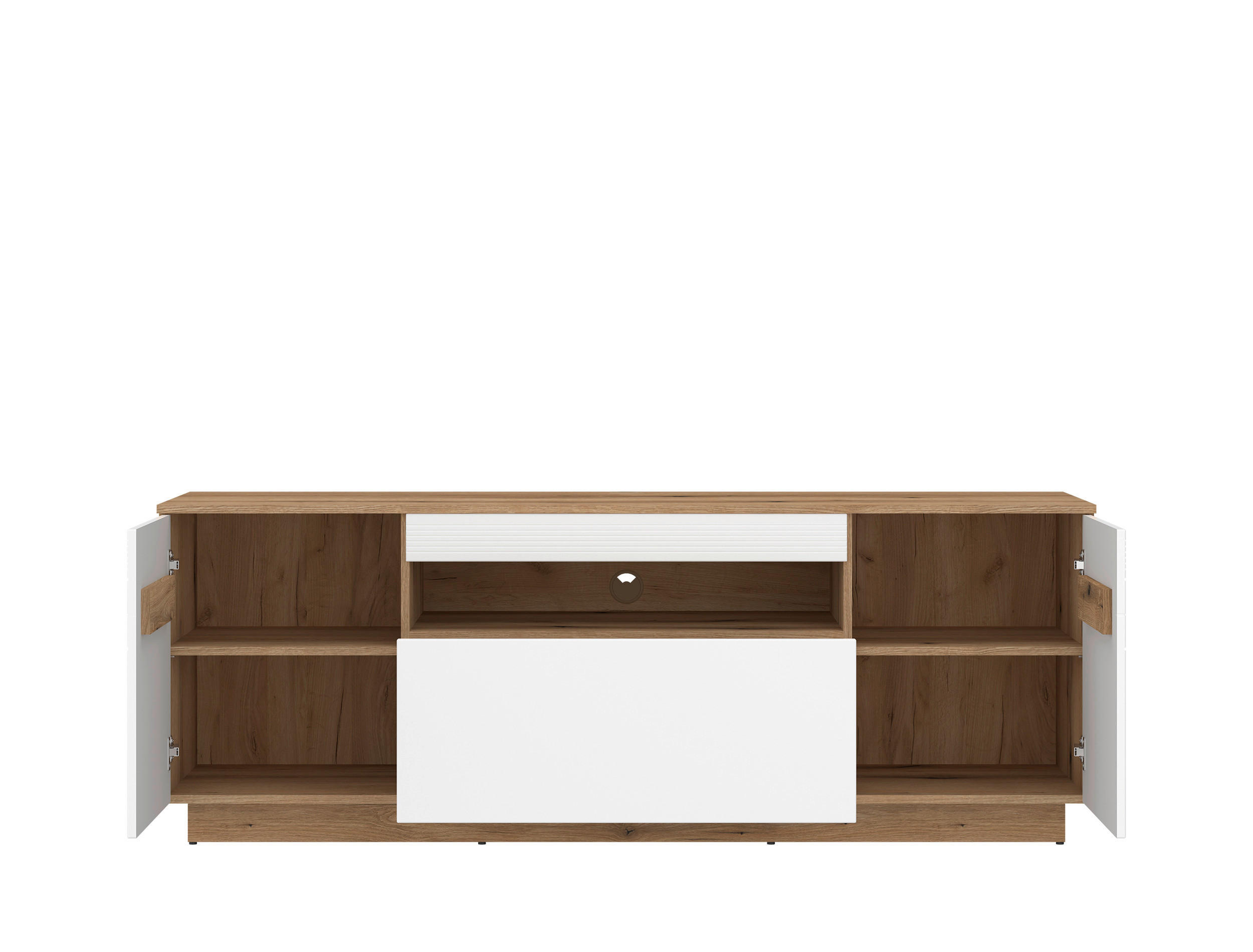TV-Lowboard Alana Eiche Evoke Coast Nachbildung weiß Hochglanz B/H/T: ca. 177x65x50 cm Alana - Eiche/weiß (177,00/65,00/50,00cm)