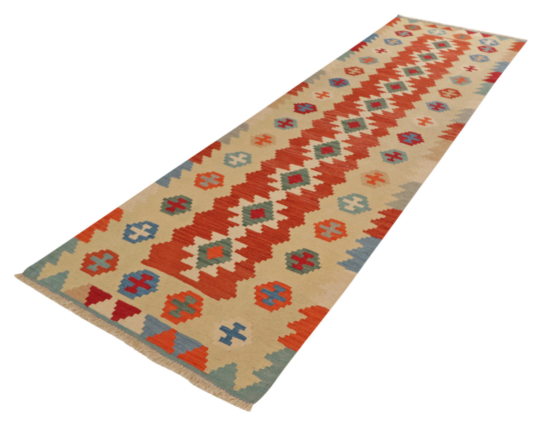 PersaTepp Teppich Kelim Gashgai beige B/H/L: ca. 90x1x290 cm Kelim Gashgai - beige/rot (290,00/90,00/1,00cm) - PersaTepp