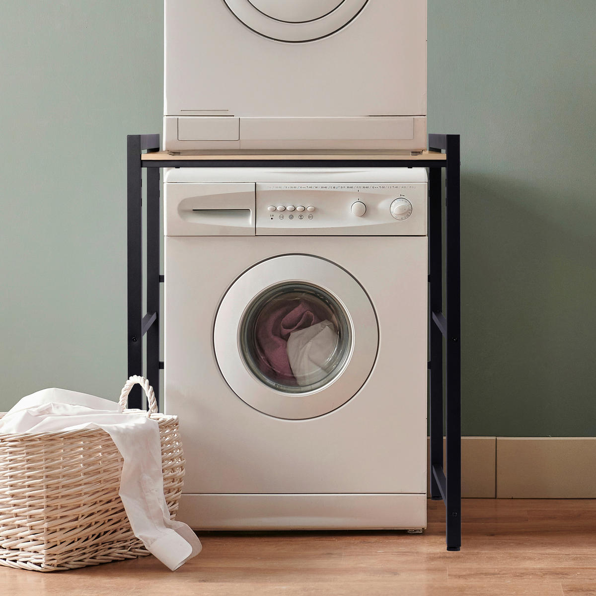 Waschmaschinenregal schwarz Stahl Waschmaschinenregal - schwarz (73,00/105,00/63,00cm)