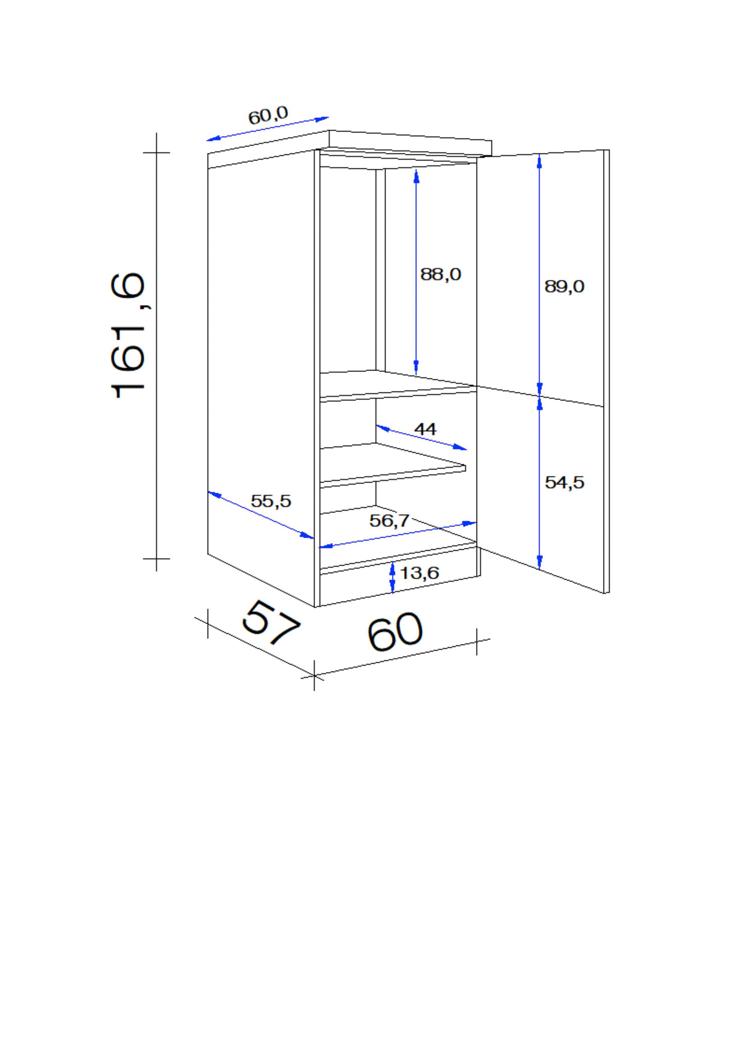 Thumbnail - Kühlumbauschrank Elva anthrazit B/H/T: ca. 60x162x60 cm