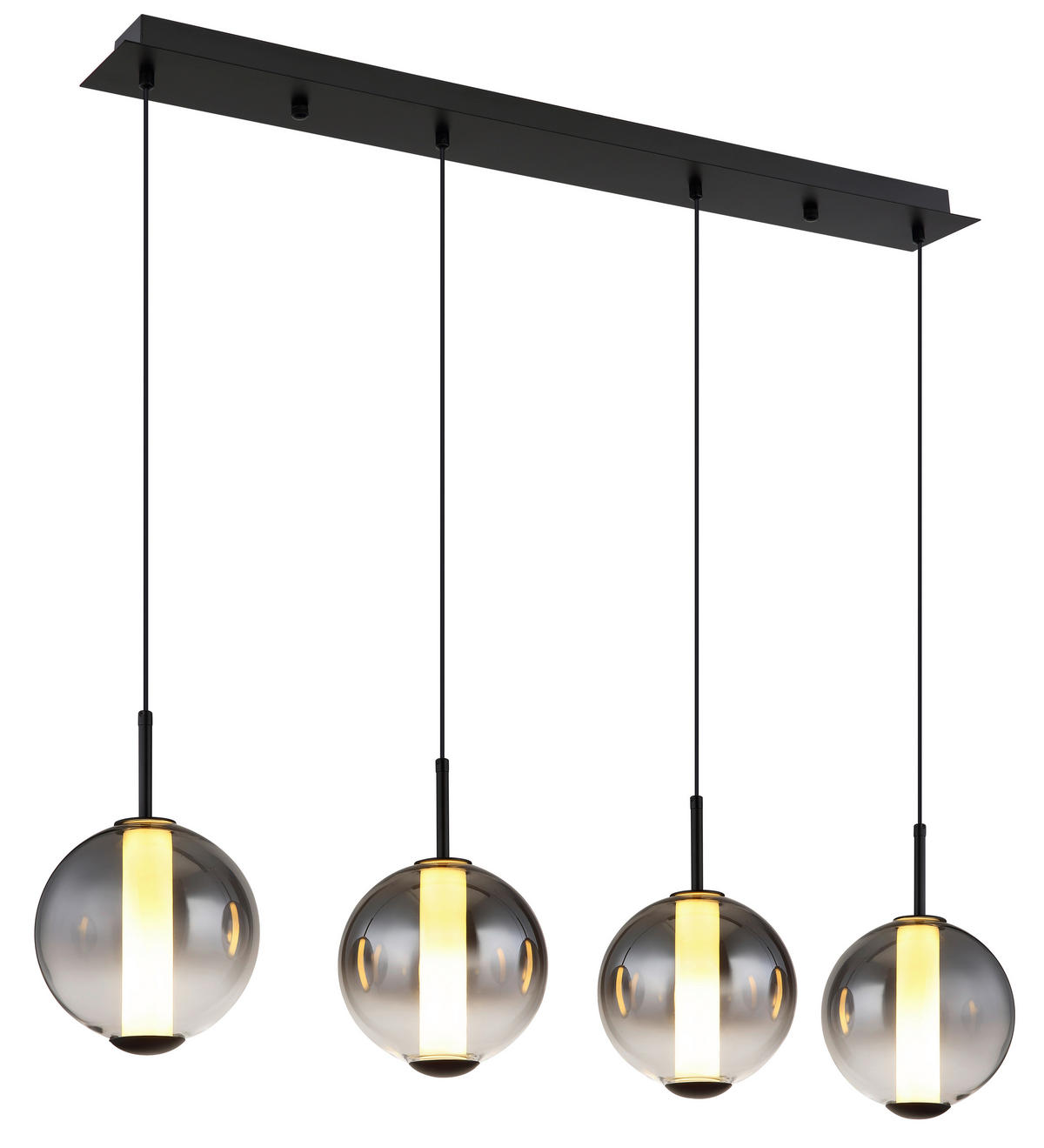 GLOBO Pendelleuchte Opal mattschwarz Rauch Metall Glas B/H: ca. 99x120 cm 1.0 Brennstellen Lacy - Opal/mattschwarz (99,00/120,00cm) - GLOBO