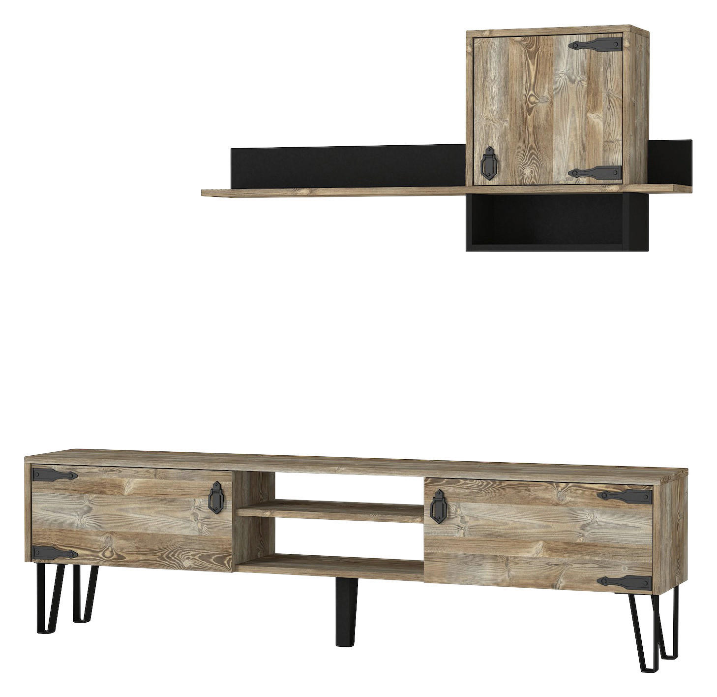 Wohnwand Costa Eiche Nachbildung B/H/T: ca. 180x49x29,5 cm Costa - Eiche (180,00/49,00/29,50cm) - moebel17