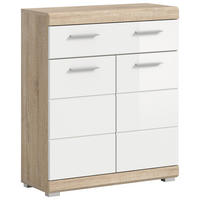 Schrank Lambada Eiche Sonoma Nachbildung weiß Hochglanz B/H/T: ca. 74x88x31 cm Lambada - Eiche/weiß (74,00/88,00/31,00cm) - xonox.home