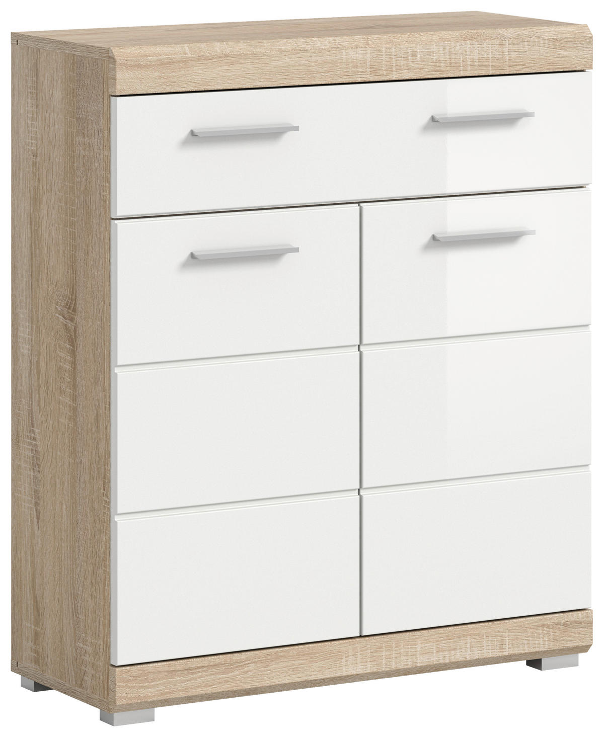 Schrank Lambada Eiche Sonoma Nachbildung weiß Hochglanz B/H/T: ca. 74x88x31 cm Lambada - Eiche/weiß (74,00/88,00/31,00cm) - xonox.home