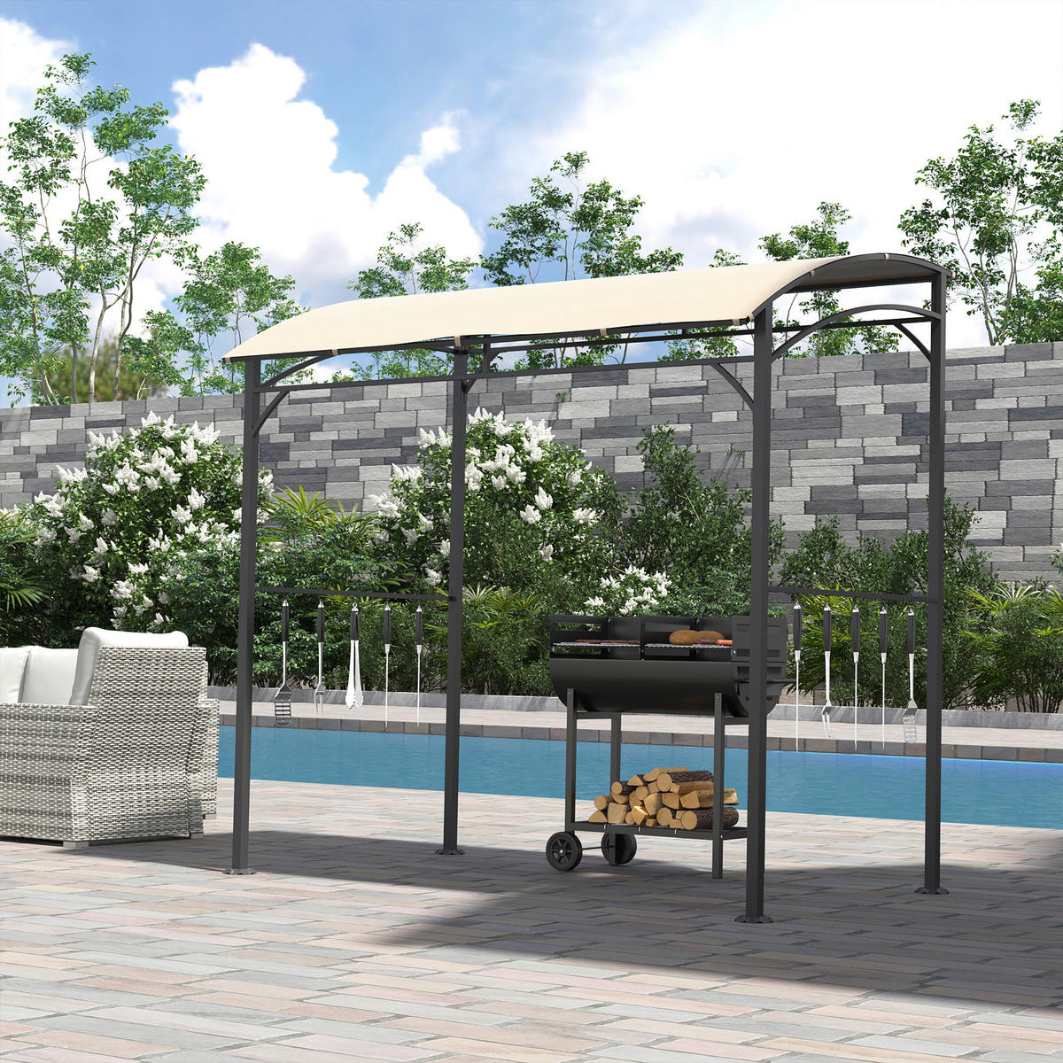 Outsunny Grillpavillon Grillpavillon - (215,00/150,00/220,00cm) - Outsunny