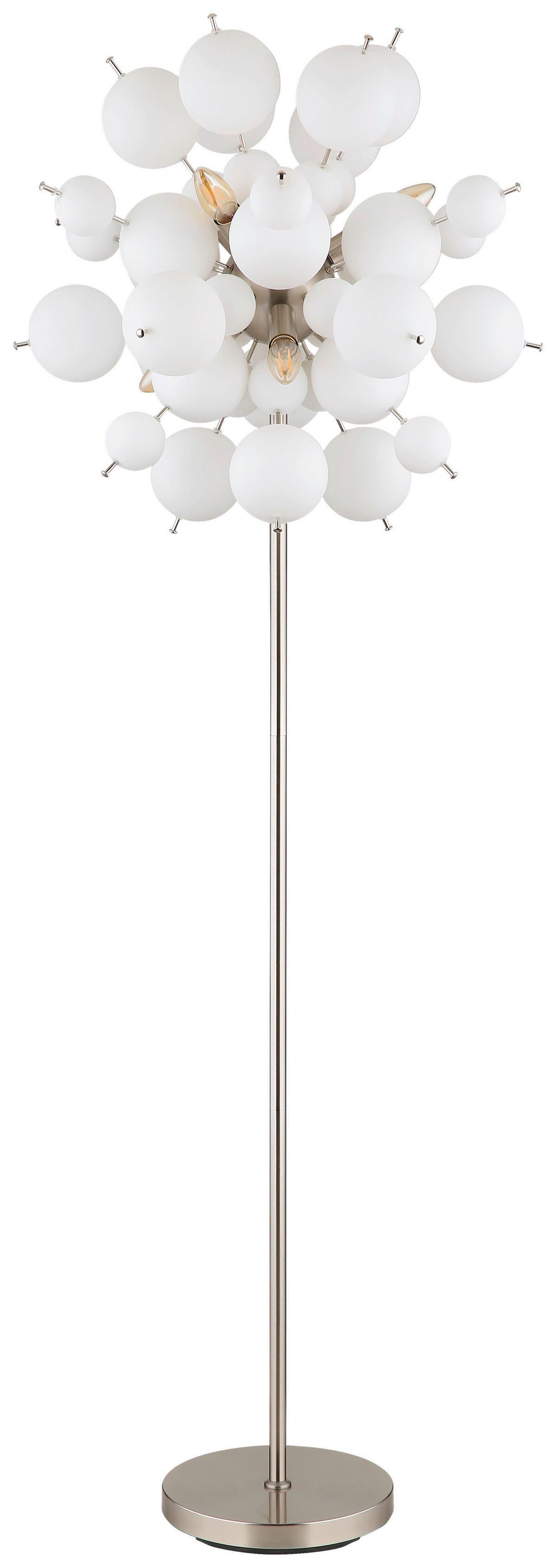 GLOBO Stehleuchte nickel matt Metall Glas H/D: ca. 155x55 cm E14 6 Brennstellen UDO - nickel matt (55,00/155,00cm) - GLOBO