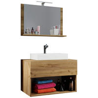 Waschplatz 3tlg-Lendas weiß Eiche Honig Nachbildung B/H/T: ca. 80x52x52 cm 3tlg-Lendas - Eiche/weiß (80,00/52,00/52,00cm) - VCM Möbel