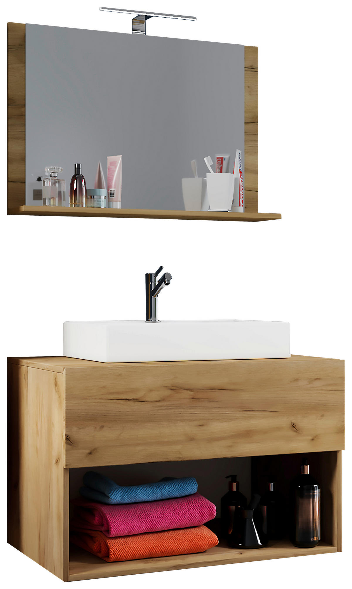 Waschplatz 3tlg-Lendas weiß Eiche Honig Nachbildung B/H/T: ca. 80x52x52 cm 3tlg-Lendas - Eiche/weiß (80,00/52,00/52,00cm) - VCM Möbel