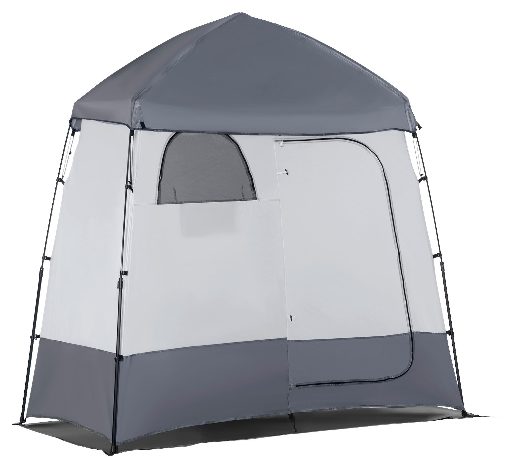 Outsunny Camping-Zubehör grau Edelstahl B/H/L: ca. 125x220x230 cm Duschzelt - grau (230,00/125,00/220,00cm) - Outsunny