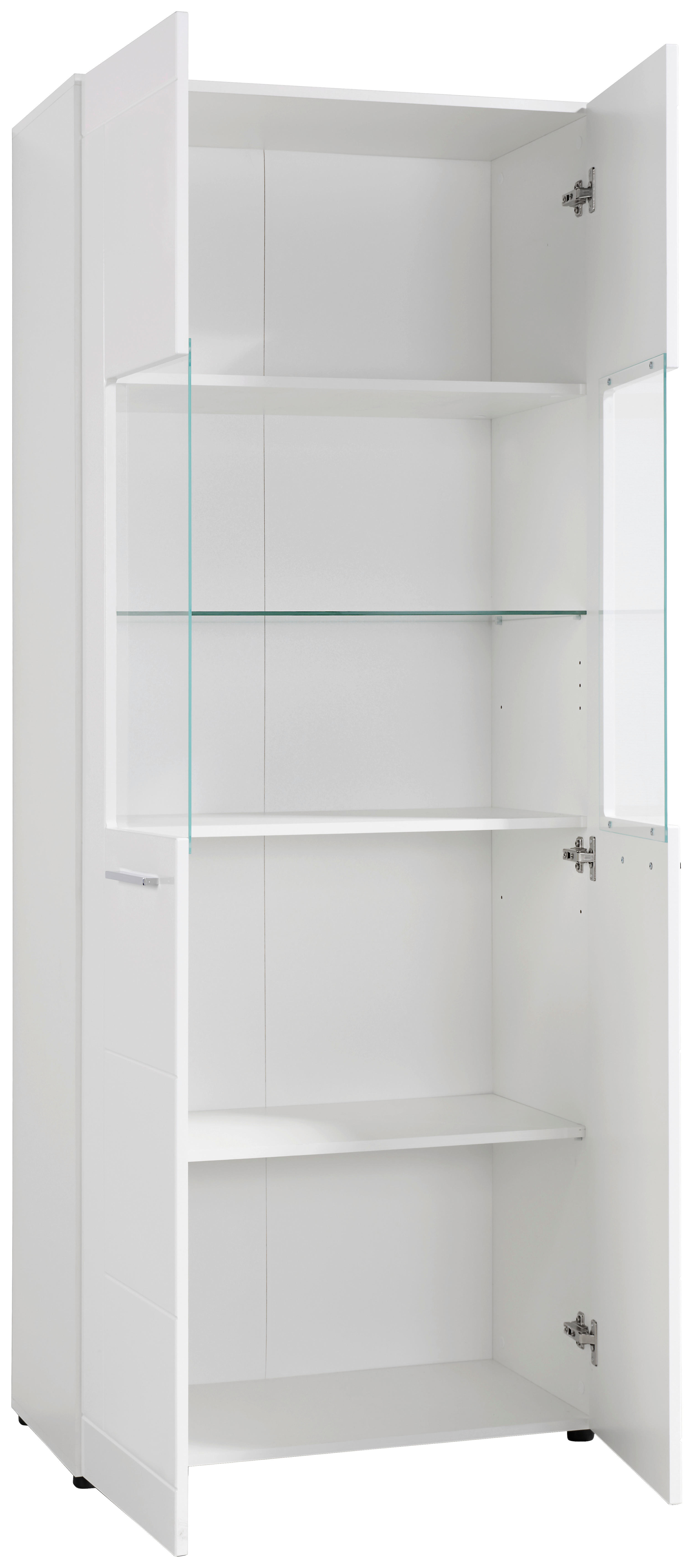 Vitrine Atlanta weiß Hochglanz perlweiß Optik B/H/T: ca. 75x188x40 cm Atlanta - weiß/Chrom (75,00/188,00/40,00cm)