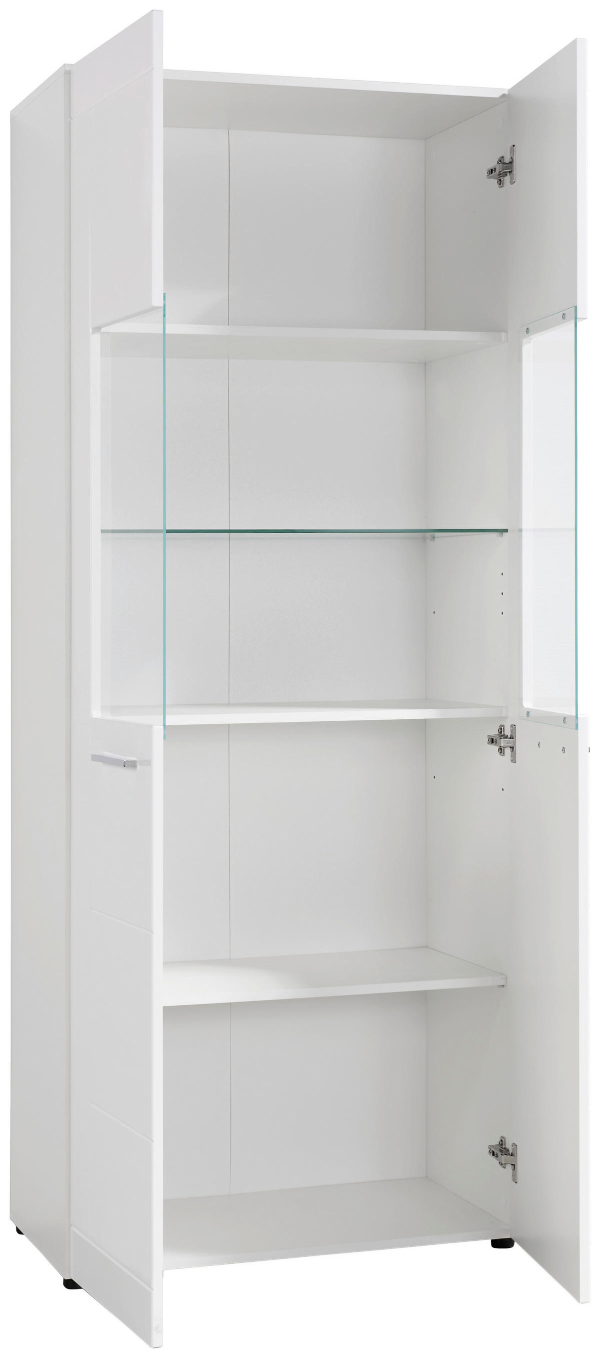 Vitrine Atlanta weiß Hochglanz perlweiß Optik B/H/T: ca. 75x188x40 cm Atlanta - weiß/Chrom (75,00/188,00/40,00cm)