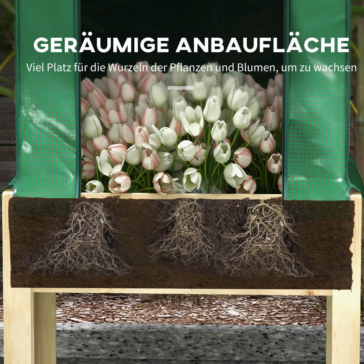 Outsunny Hochbeet-Abdeckung grün Kunststoff B/H/L: ca. 60x165x86 cm Hochbeet-Abdeckung - natur/grün (86,00/60,00/165,00cm) - Outsunny