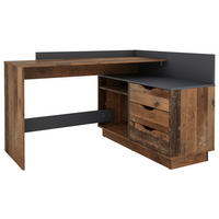 Winkelschreibtisch BELFAST anthrazit Eiche Old Wood Nachbildung B/H/T: ca. 129x83,5x105 cm BELFAST - Eiche/anthrazit (129,00/83,50/105,00cm) - byLIVING