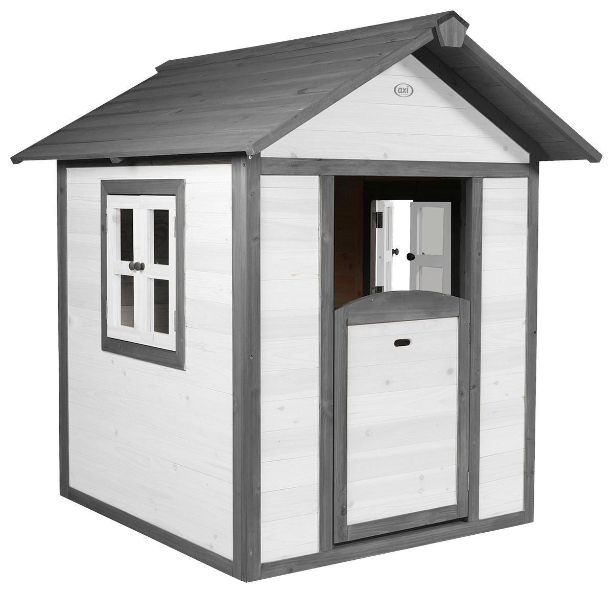 AXI Spielhaus Lodge grau B/H/T: ca. 111x133x135 cm Lodge - weiß/grau (111,00/133,00/135,00cm) - AXI