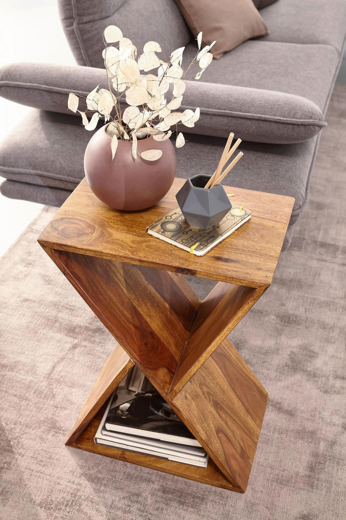 Beistelltisch rosenholz Nachbildung Holz B/H/T: ca. 43x60x30 cm Beistelltisch - rosenholz (43,00/60,00/30,00cm) - Wohnling
