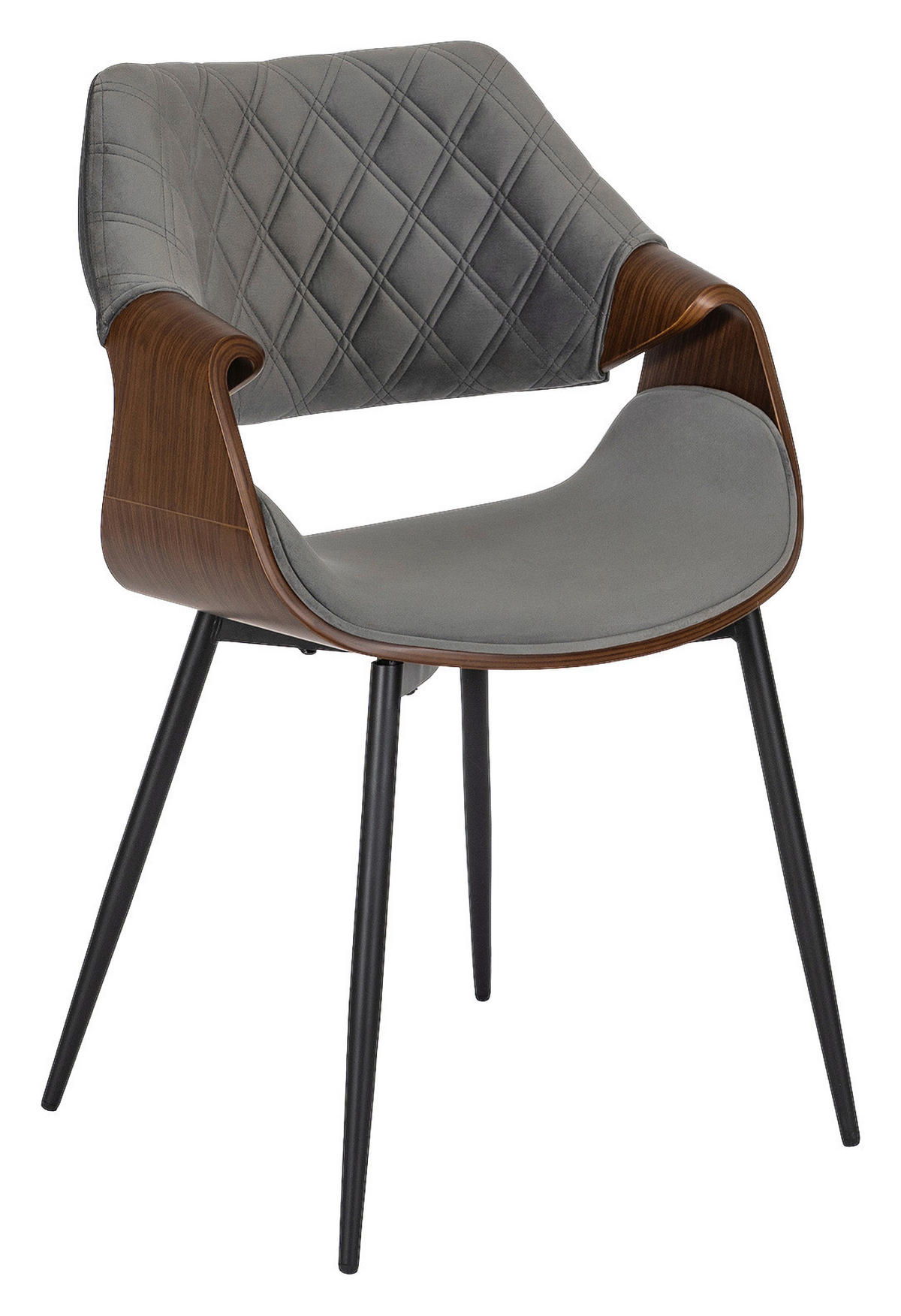 Stuhl DAKOTA nussbaum grau Velourstoff B/H/T: ca. 59x86x50 cm DAKOTA - nussbaum/grau (59,00/86,00/50,00cm) - WIPMEB
